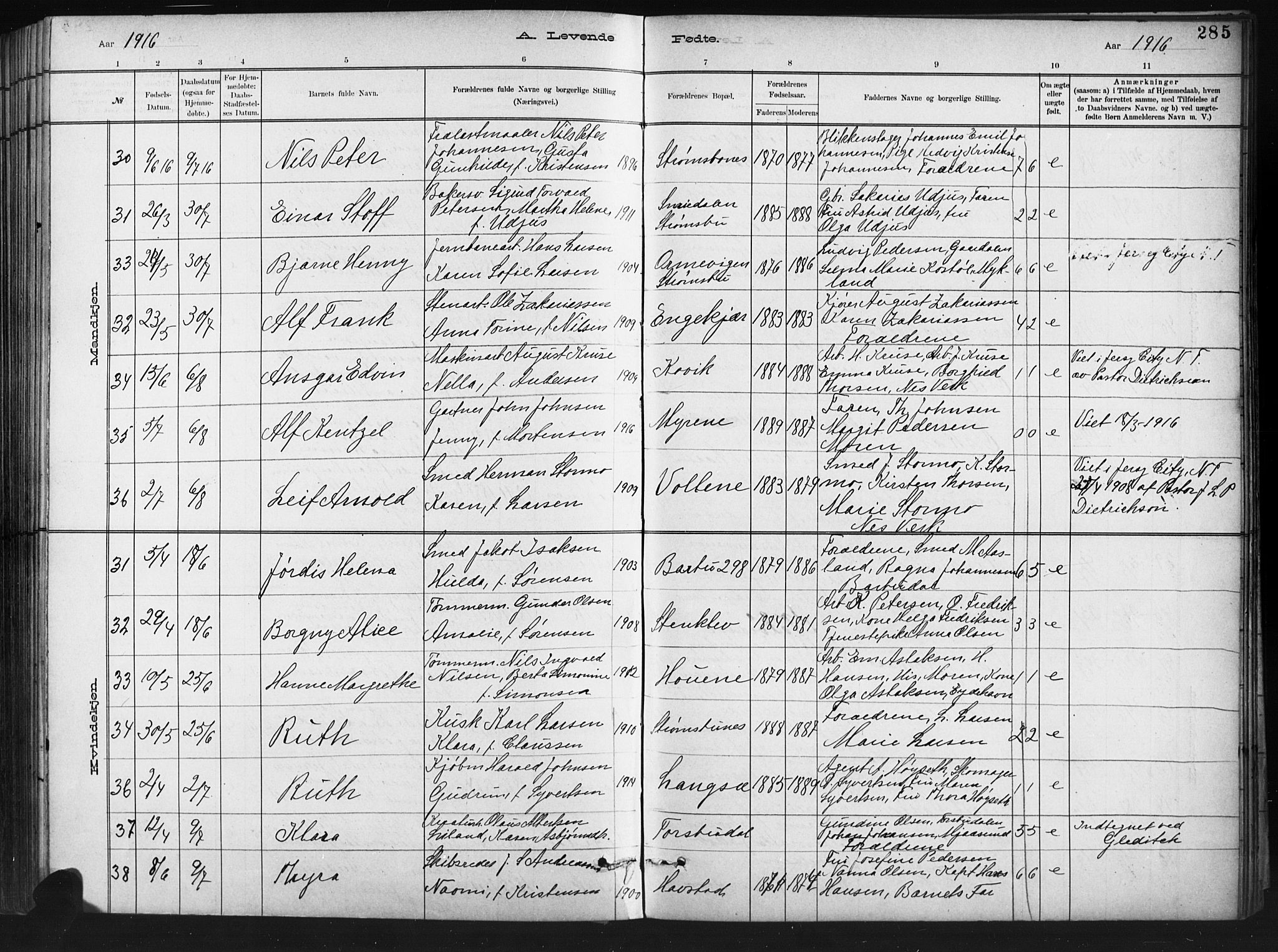 Barbu sokneprestkontor, SAK/1111-0003/F/Fb/L0002: Parish register (copy) no. B 2, 1890-1922, p. 285