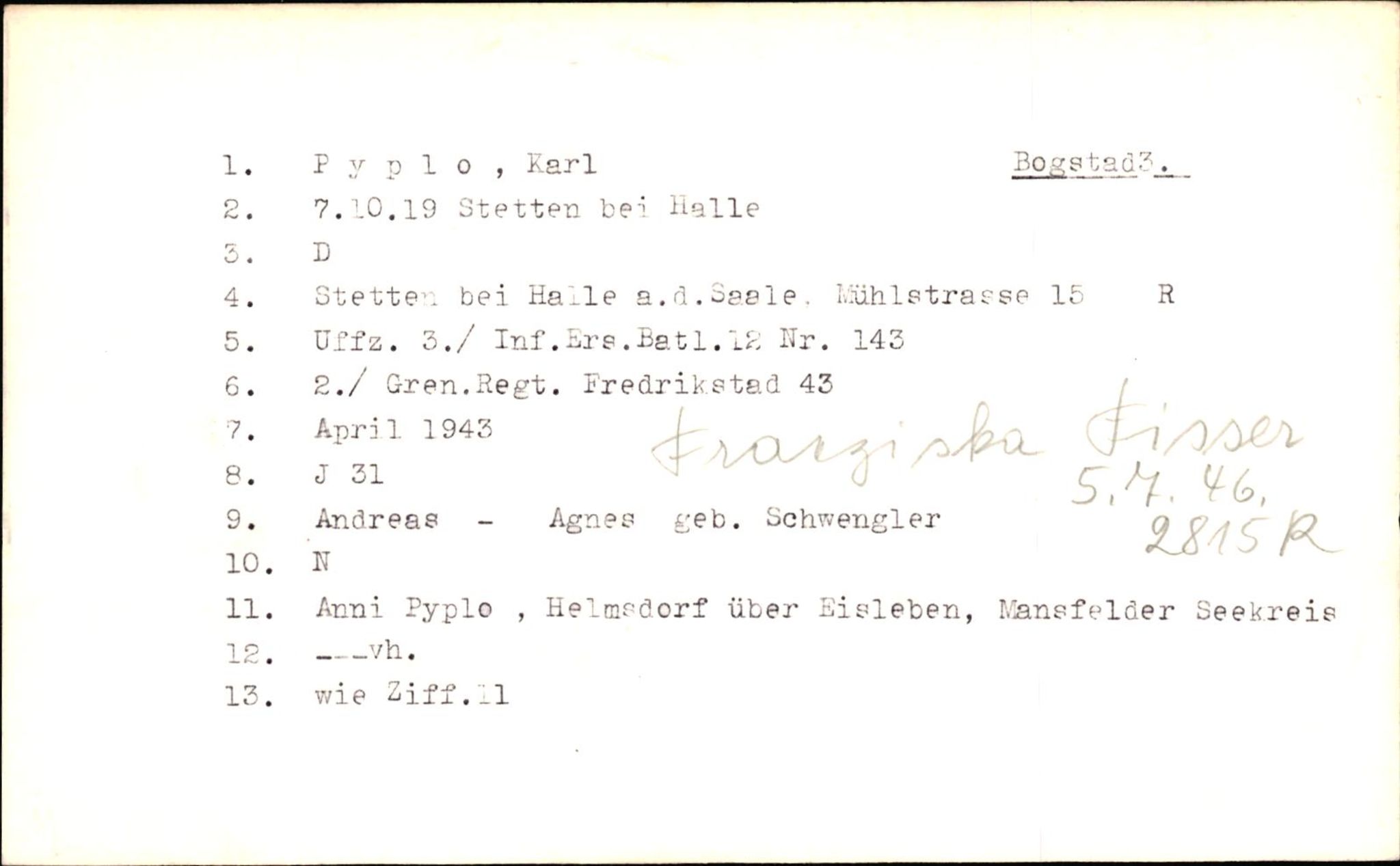 Hjemsendte tyskere , RA/RAFA-6487/D/Db/L0021: Paüls-Raglewaski, 1945-1947, p. 1176