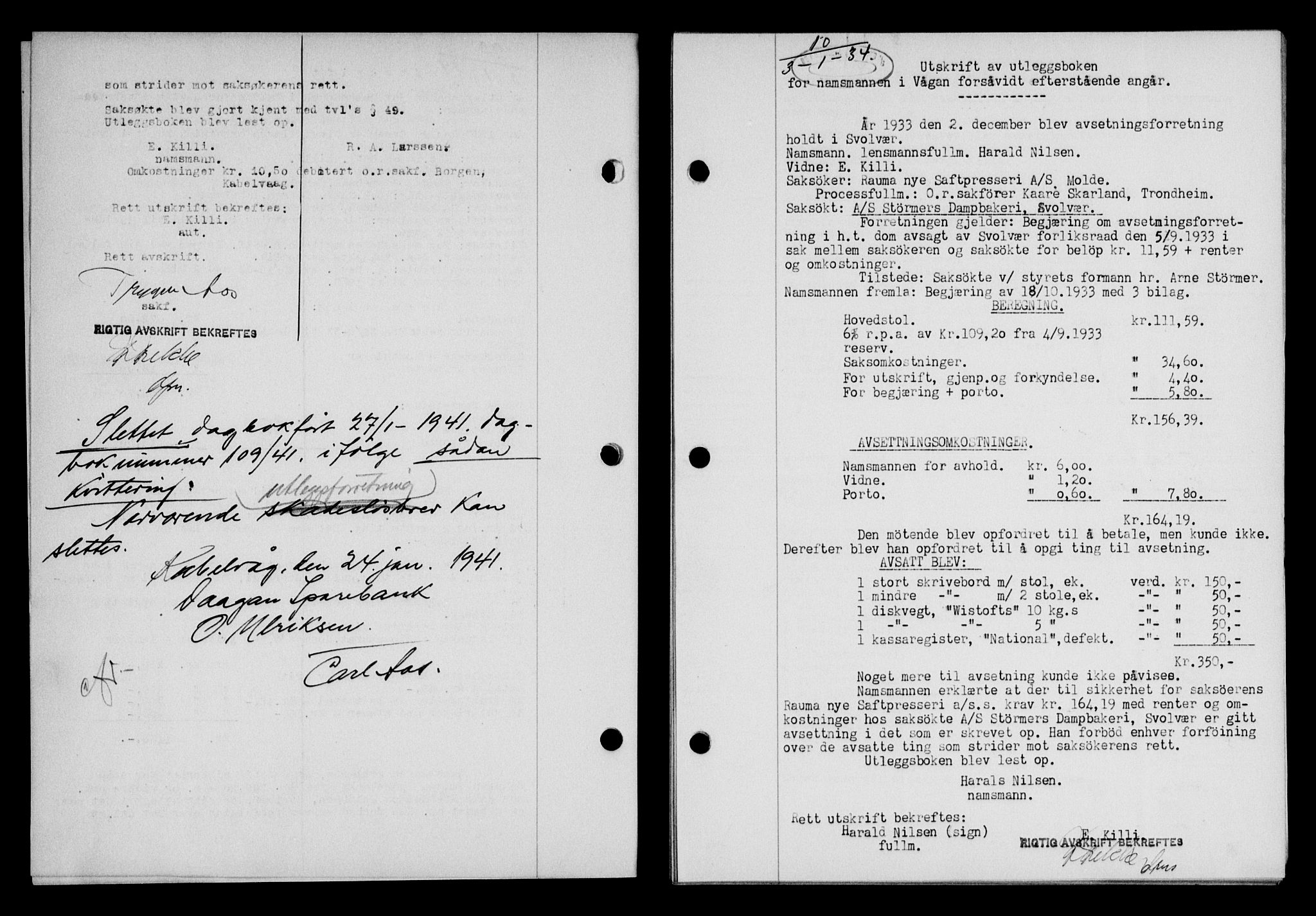 Lofoten sorenskriveri, SAT/A-0017/1/2/2C/L0029b: Mortgage book no. 29b, 1934-1934, Deed date: 03.01.1934