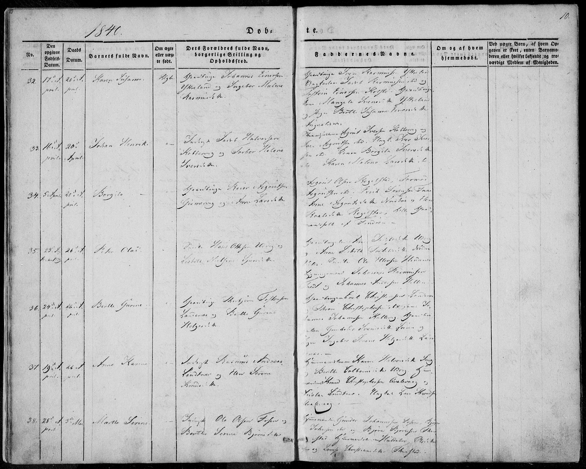 Avaldsnes sokneprestkontor, AV/SAST-A -101851/H/Ha/Haa/L0006: Parish register (official) no. A 6, 1839-1847, p. 10