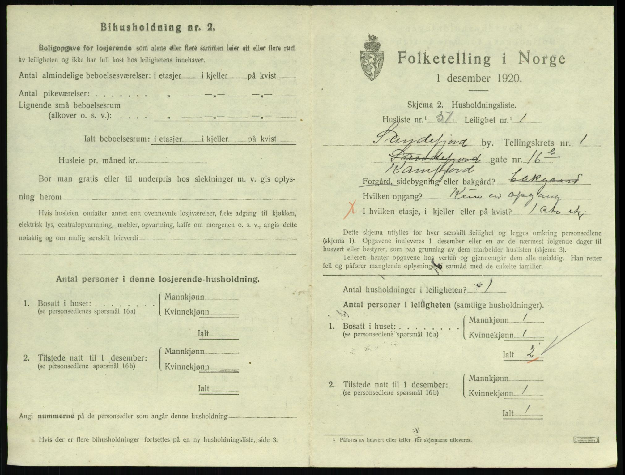 SAKO, 1920 census for Sandefjord, 1920, p. 1462