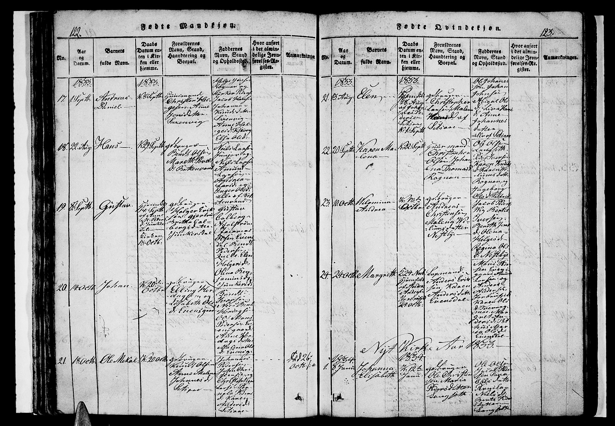 Ministerialprotokoller, klokkerbøker og fødselsregistre - Nordland, SAT/A-1459/847/L0676: Parish register (copy) no. 847C04, 1821-1853, p. 122-123