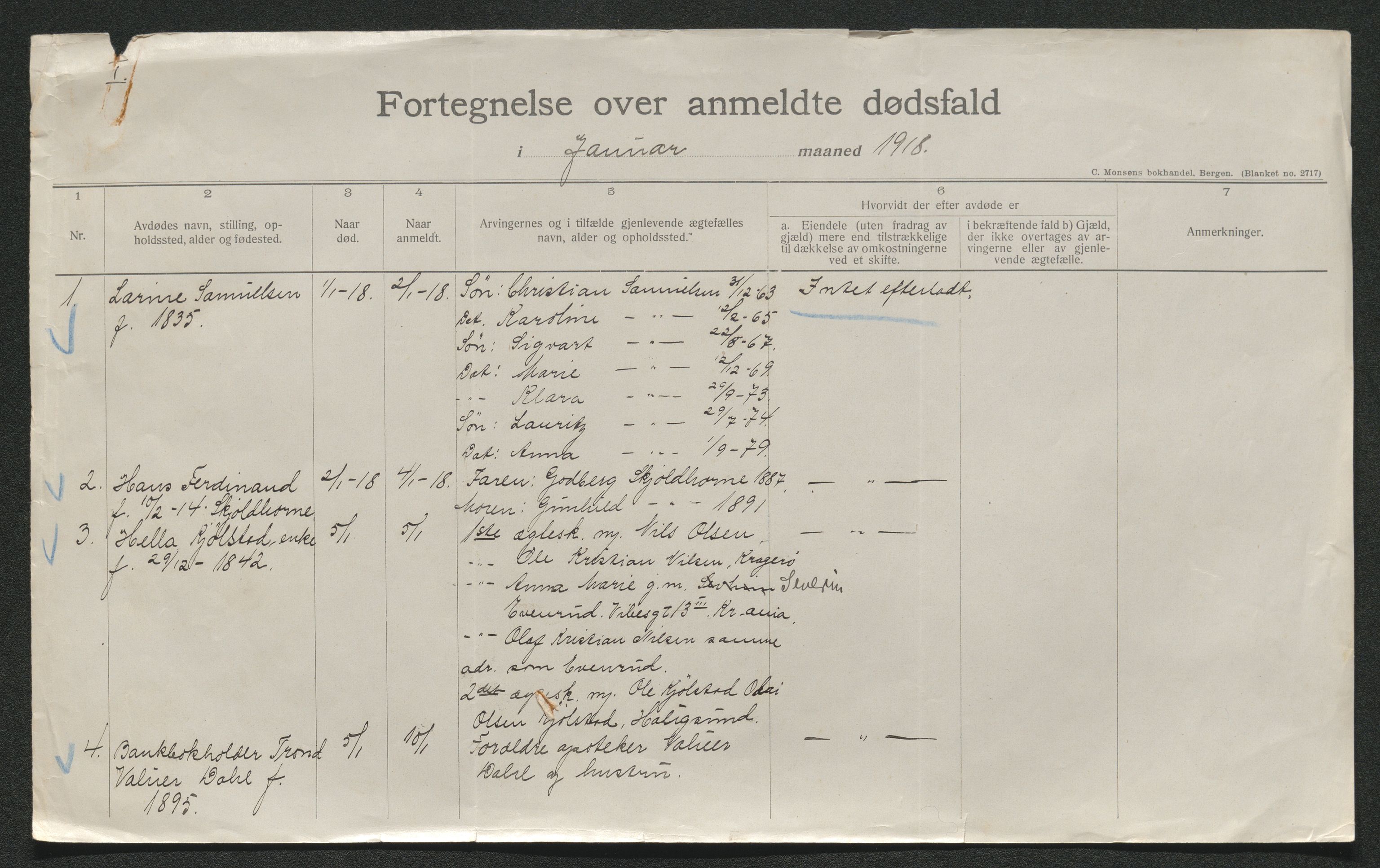 Eiker, Modum og Sigdal sorenskriveri, AV/SAKO-A-123/H/Ha/Hab/L0039: Dødsfallsmeldinger, 1918-1919, p. 405