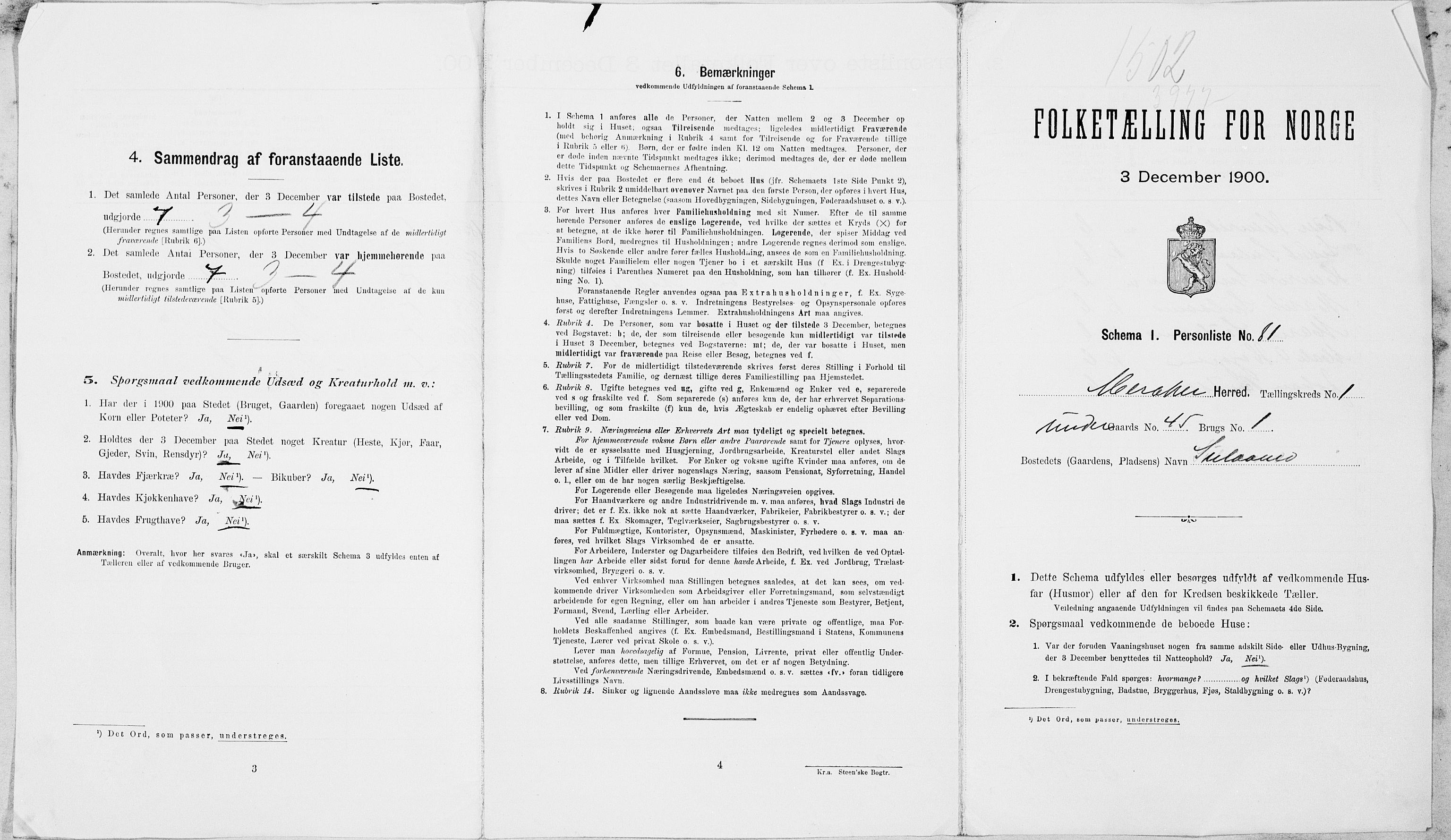 SAT, 1900 census for Meråker, 1900, p. 12