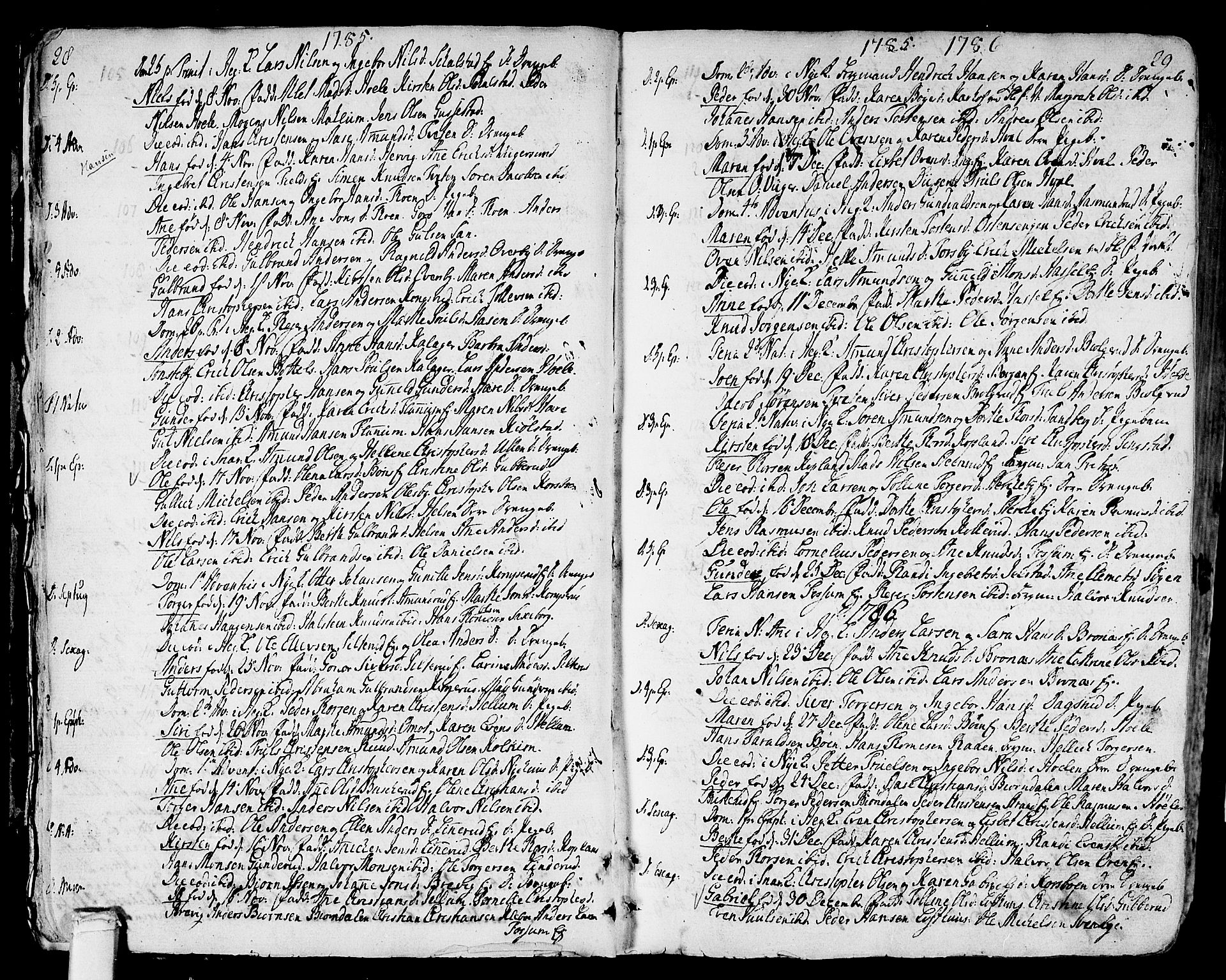 Modum kirkebøker, SAKO/A-234/F/Fa/L0003: Parish register (official) no. 3, 1783-1819, p. 28-29