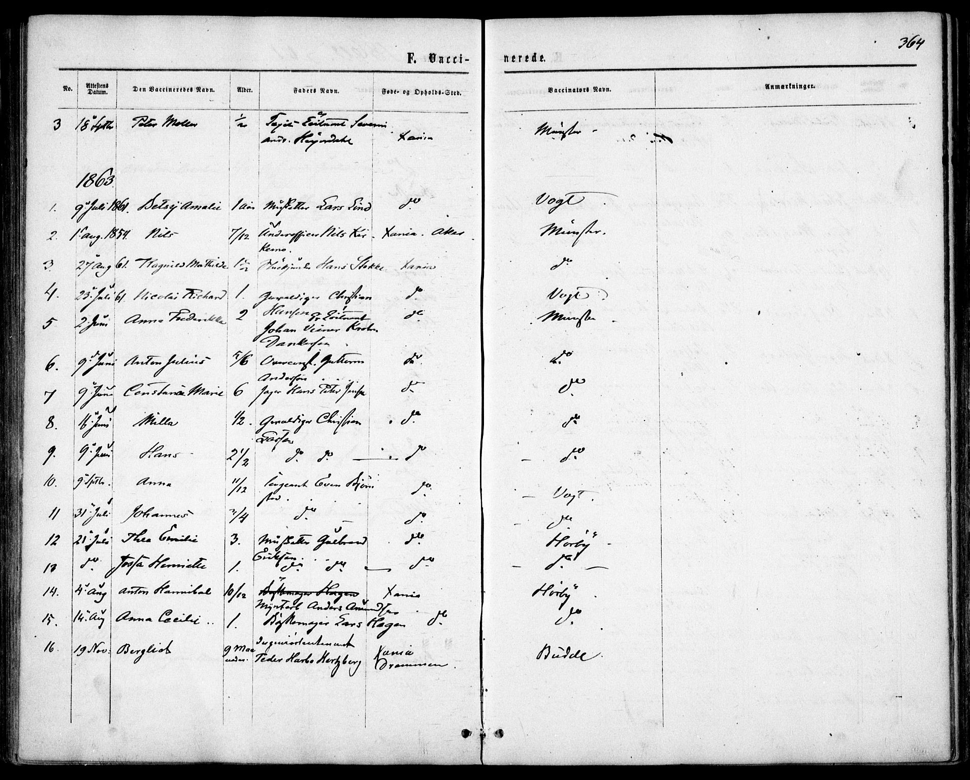 Garnisonsmenigheten Kirkebøker, SAO/A-10846/F/Fa/L0010: Parish register (official) no. 10, 1859-1869, p. 364