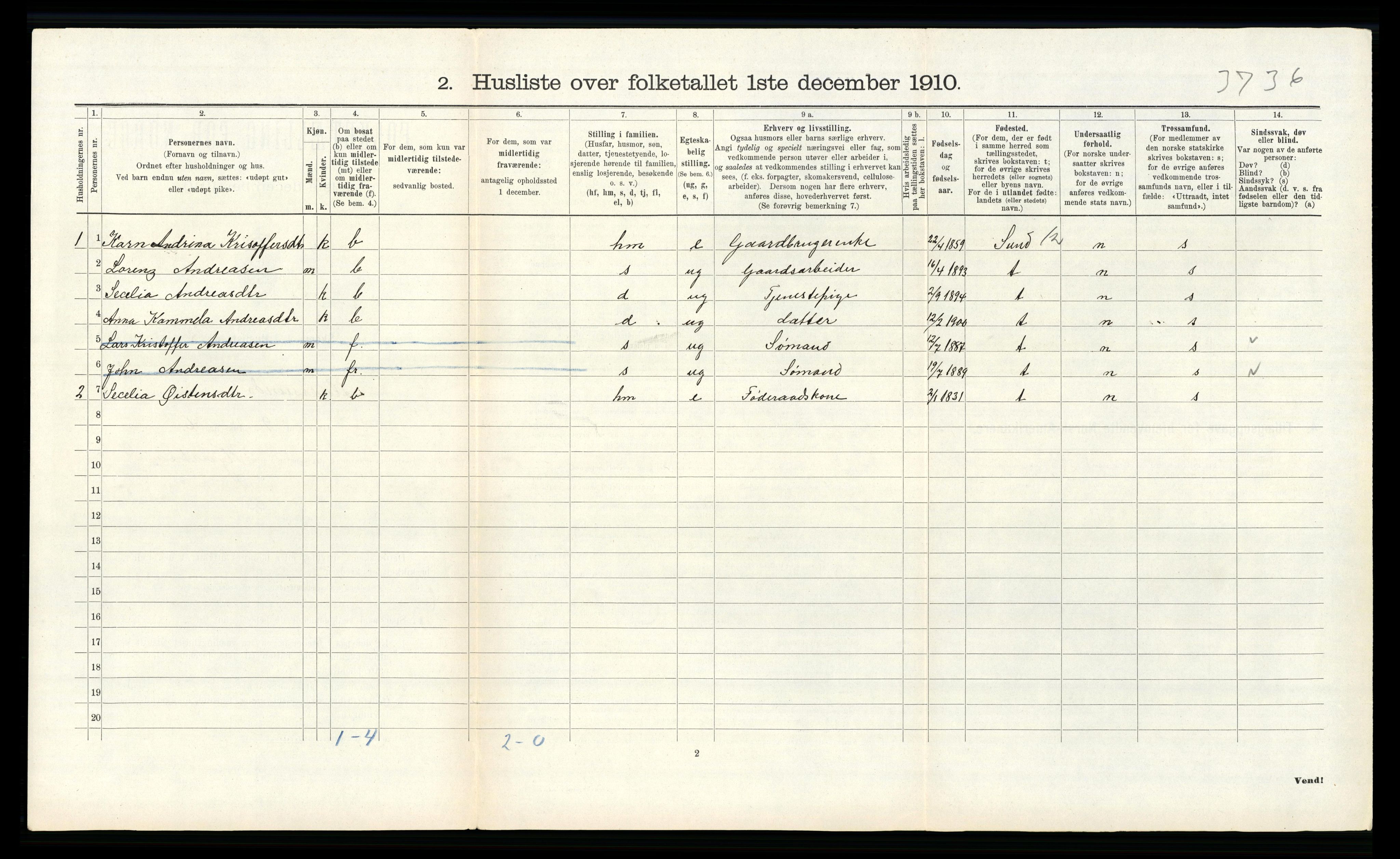 RA, 1910 census for Alversund, 1910, p. 191