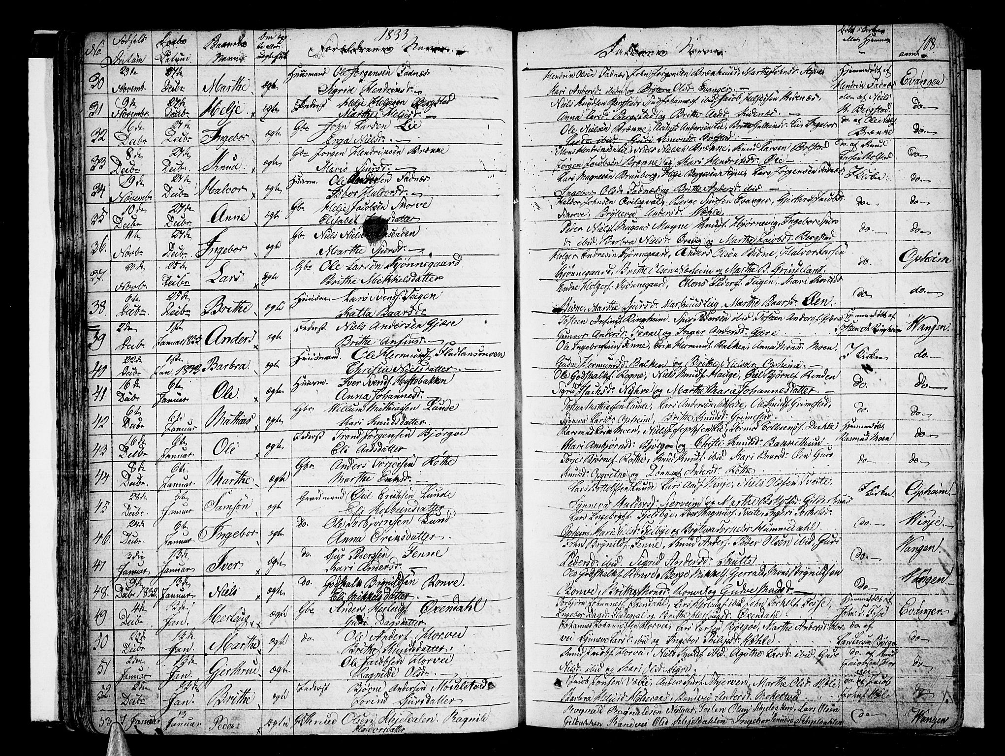 Voss sokneprestembete, AV/SAB-A-79001/H/Haa: Parish register (official) no. A 12, 1823-1837, p. 108