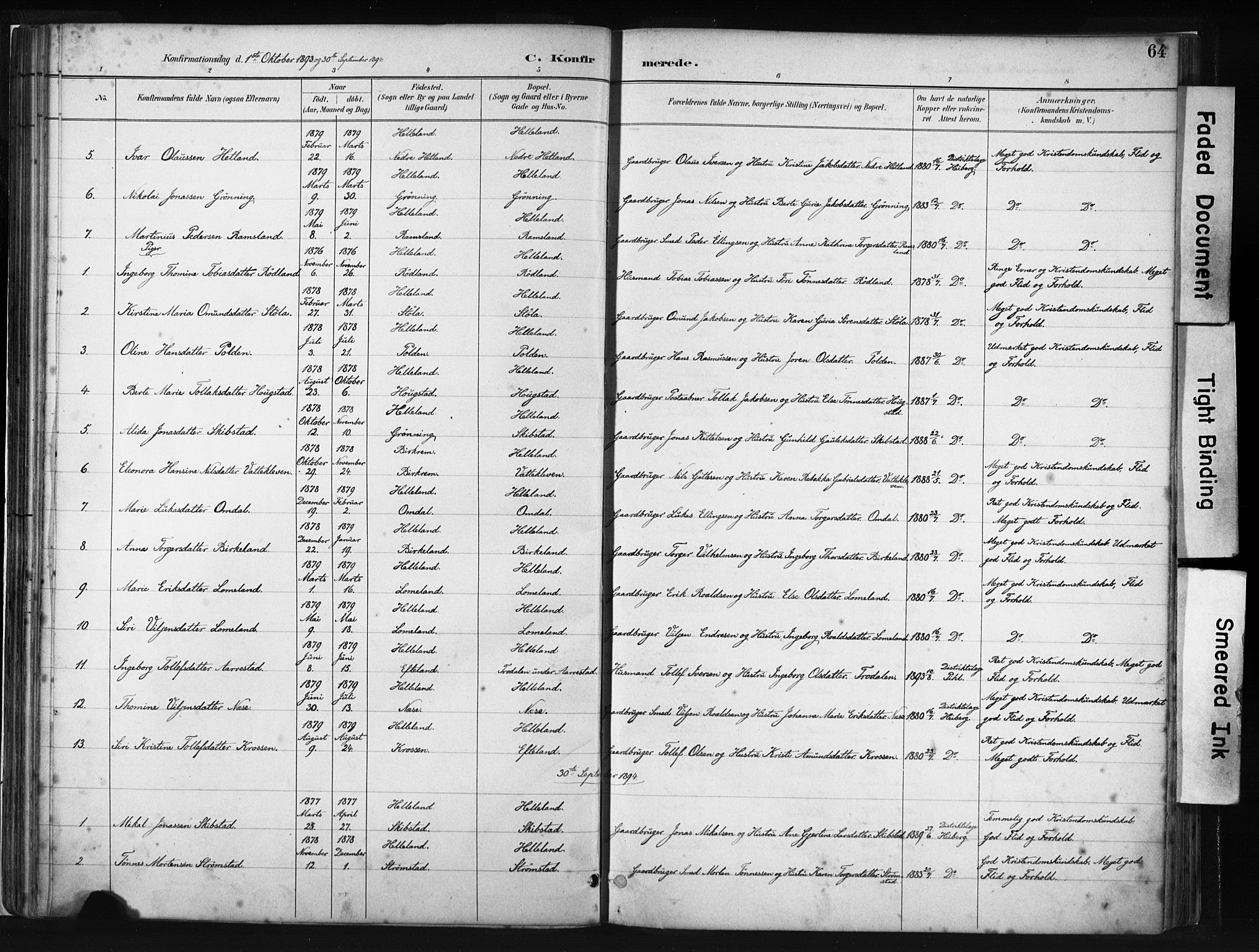 Helleland sokneprestkontor, AV/SAST-A-101810: Parish register (official) no. A 8, 1887-1907, p. 64