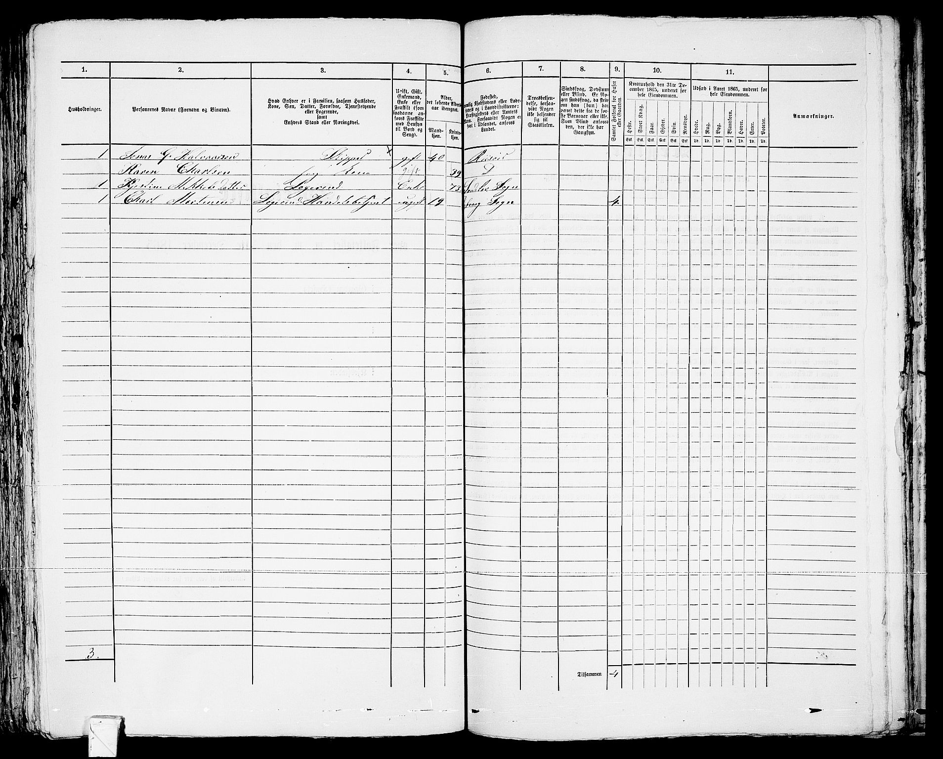 RA, 1865 census for Risør/Risør, 1865, p. 285