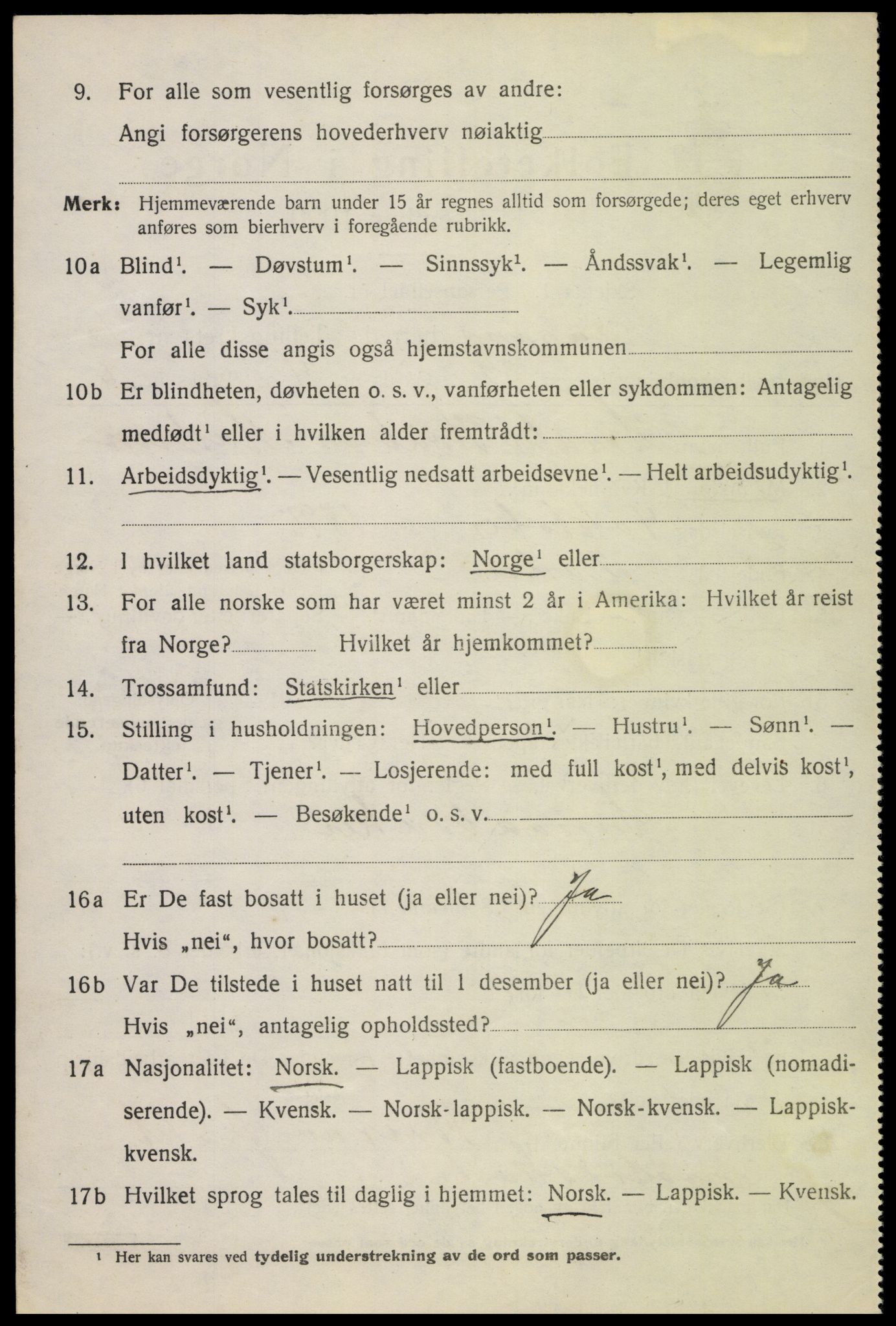 SAT, 1920 census for Vågan, 1920, p. 9306