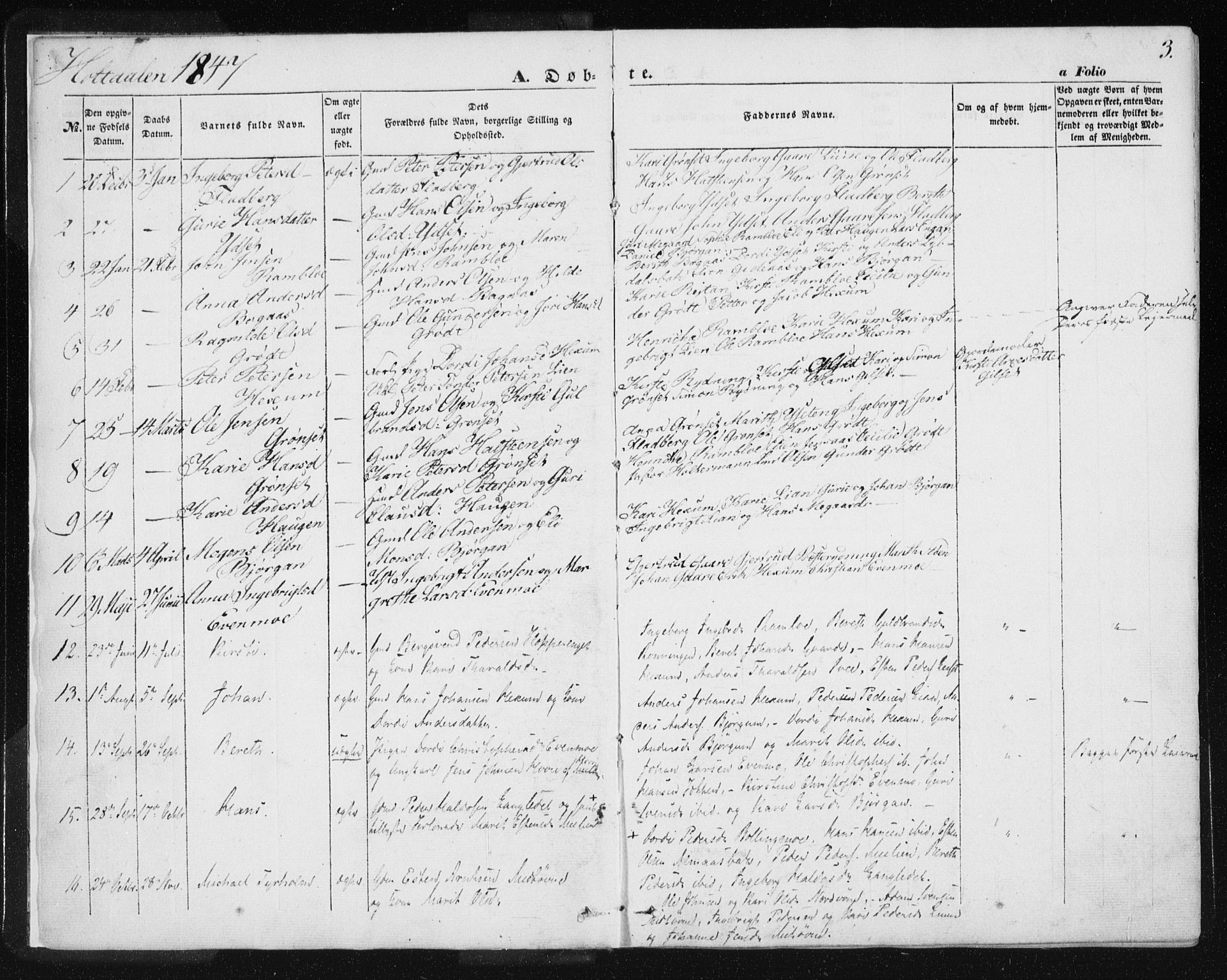 Ministerialprotokoller, klokkerbøker og fødselsregistre - Sør-Trøndelag, SAT/A-1456/685/L0963: Parish register (official) no. 685A06 /1, 1846-1859, p. 3
