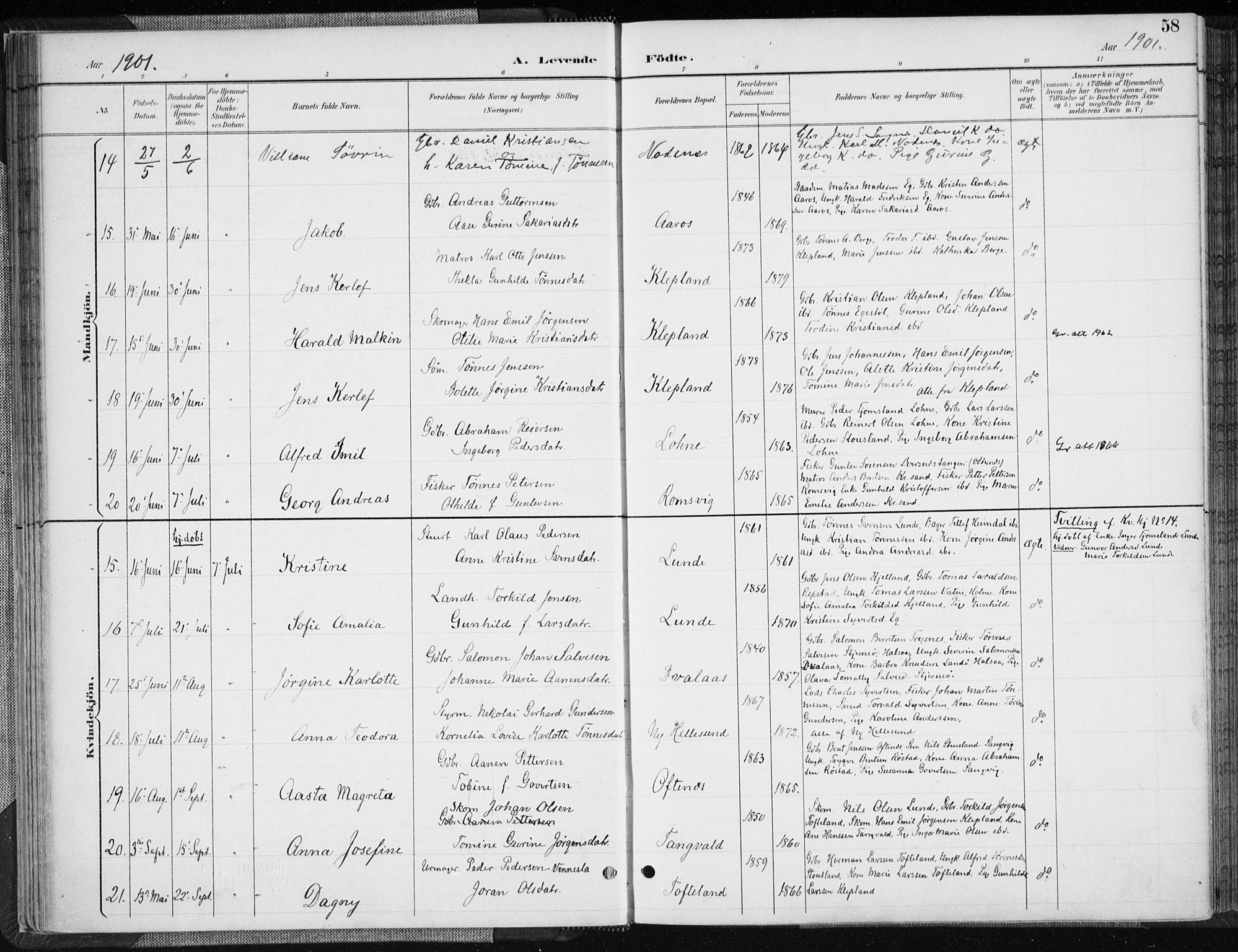 Søgne sokneprestkontor, AV/SAK-1111-0037/F/Fa/Fab/L0013: Parish register (official) no. A 13, 1892-1911, p. 58