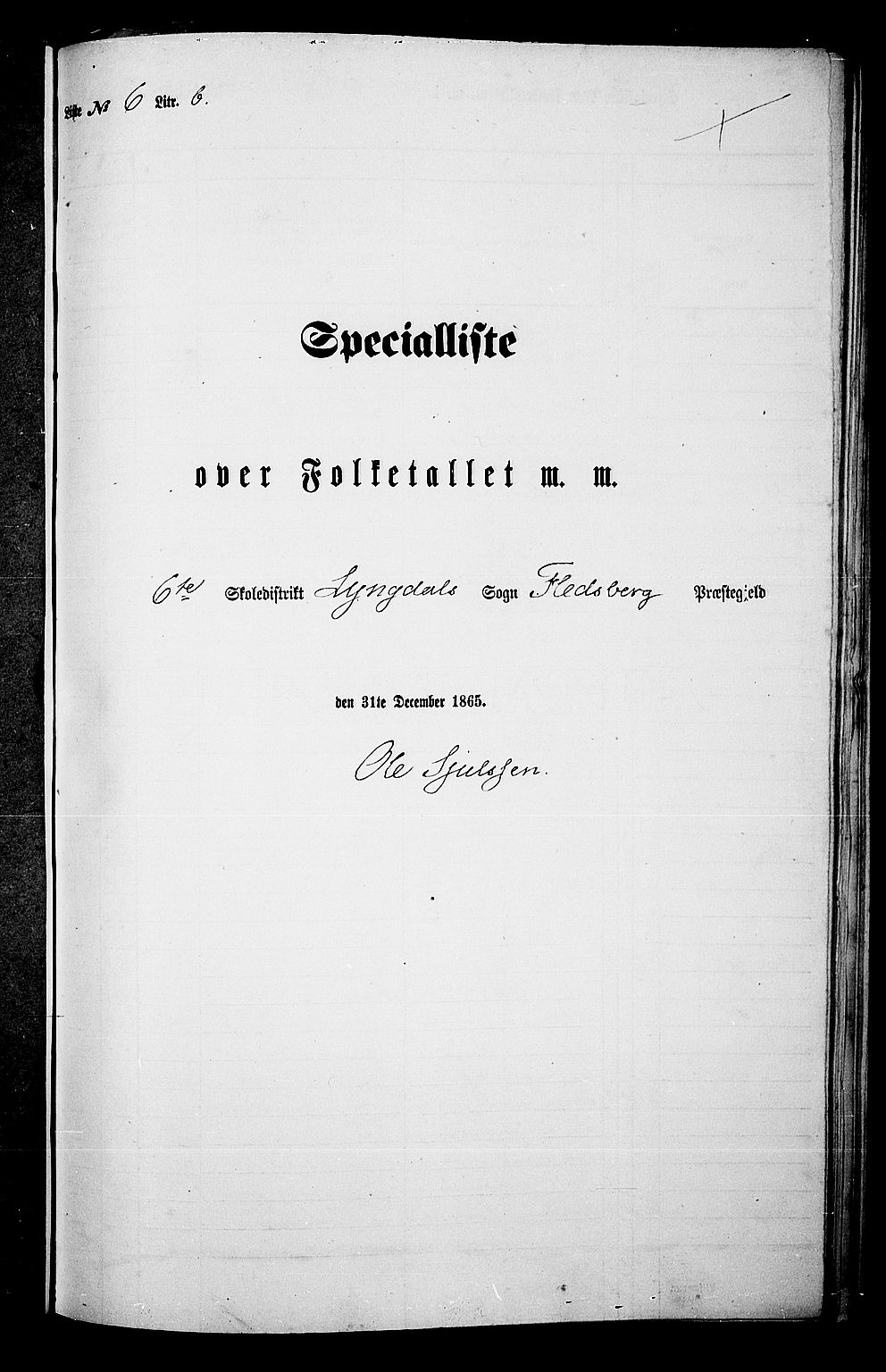 RA, 1865 census for Flesberg, 1865, p. 122