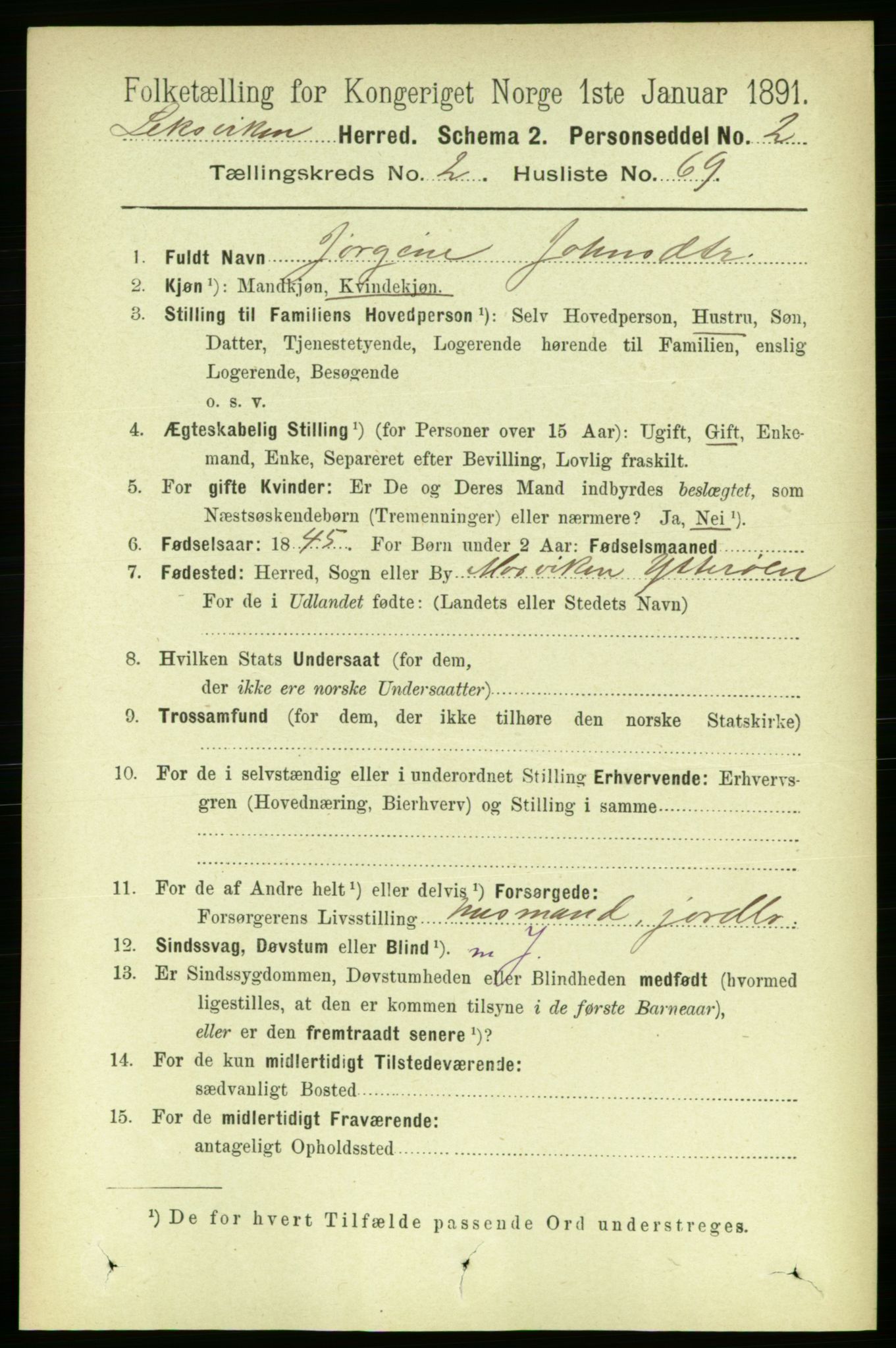 RA, 1891 census for 1718 Leksvik, 1891, p. 1067