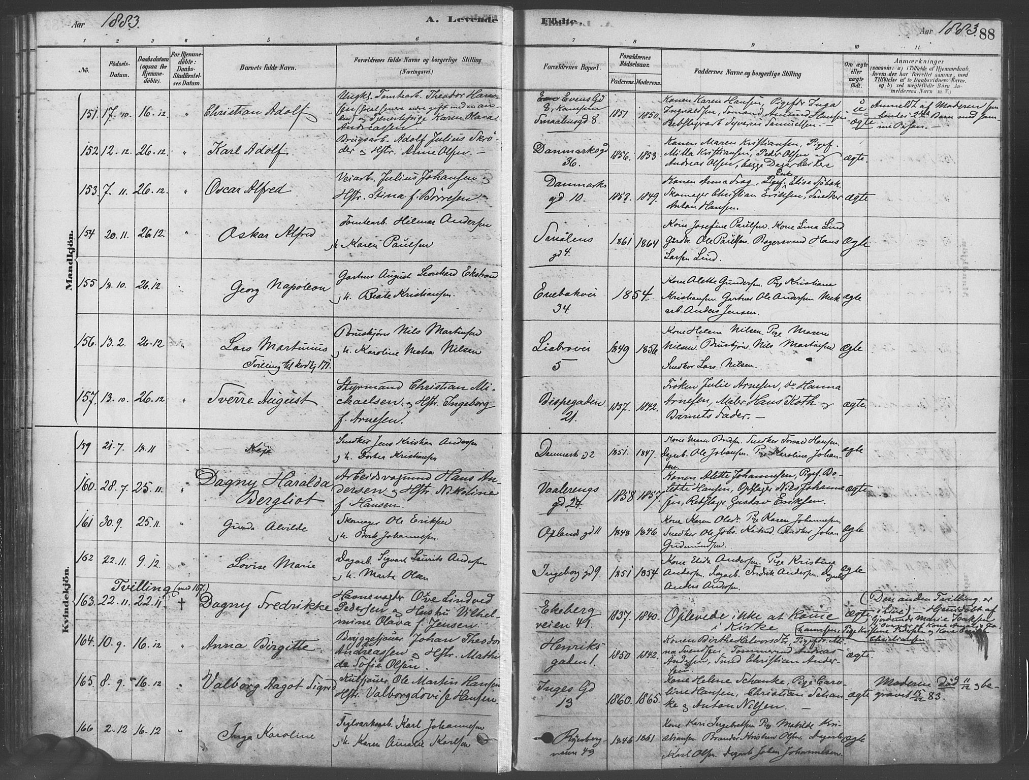 Gamlebyen prestekontor Kirkebøker, SAO/A-10884/F/Fa/L0005: Parish register (official) no. 5, 1878-1889, p. 88