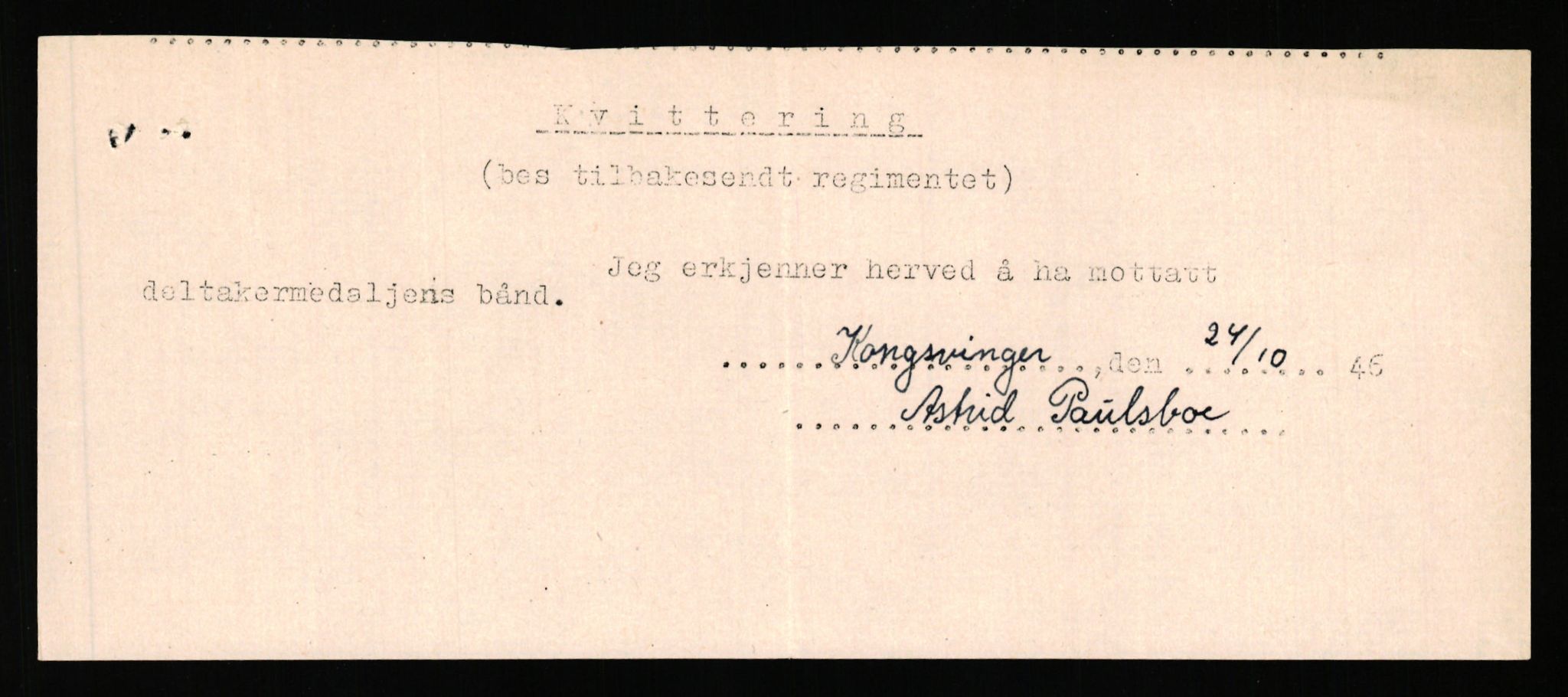 Forsvaret, Jegerkorpset - Akershus infantriregiment nr. 4, RA/RAFA-2947/D/Dd/L0056: DELTAKERMEDALJEN 2. VERDENSKRIG BOKS 4 N-Ø, 1945-1950, p. 219