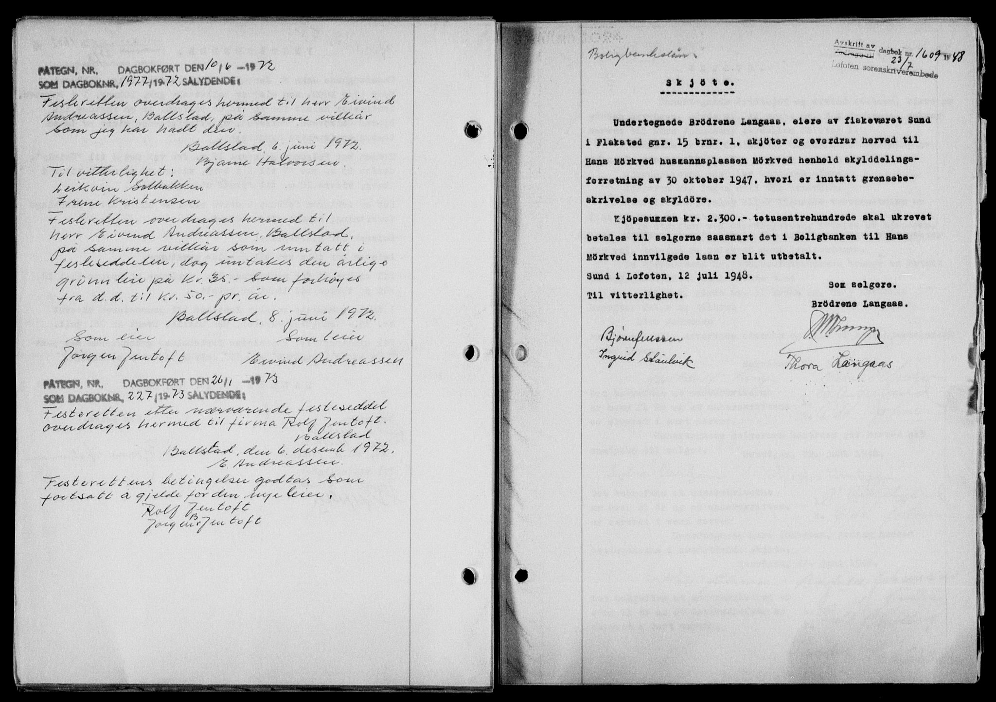 Lofoten sorenskriveri, SAT/A-0017/1/2/2C/L0018a: Mortgage book no. 18a, 1948-1948, Diary no: : 277/1948