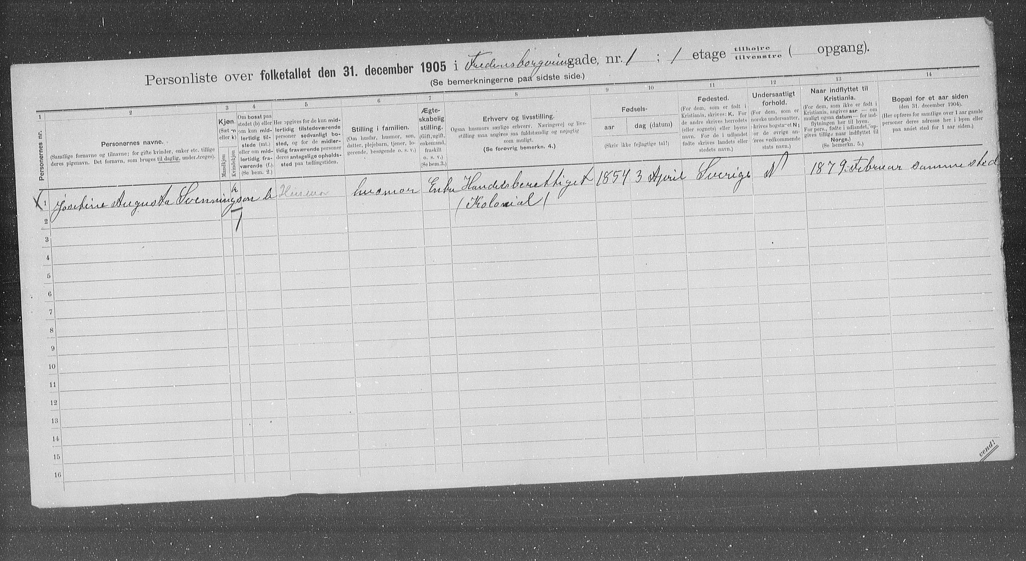 OBA, Municipal Census 1905 for Kristiania, 1905, p. 13201