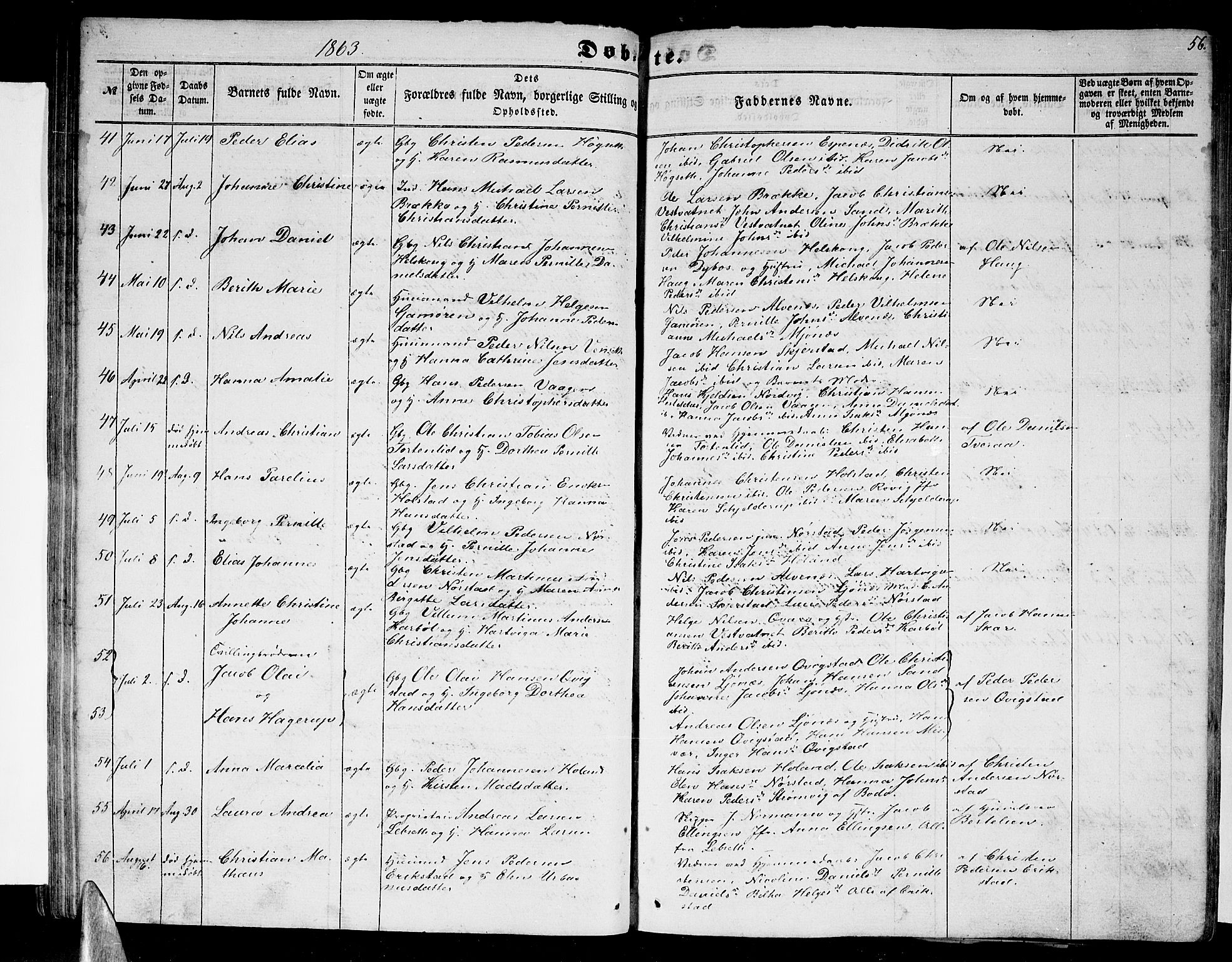 Ministerialprotokoller, klokkerbøker og fødselsregistre - Nordland, SAT/A-1459/852/L0753: Parish register (copy) no. 852C04, 1856-1877, p. 56