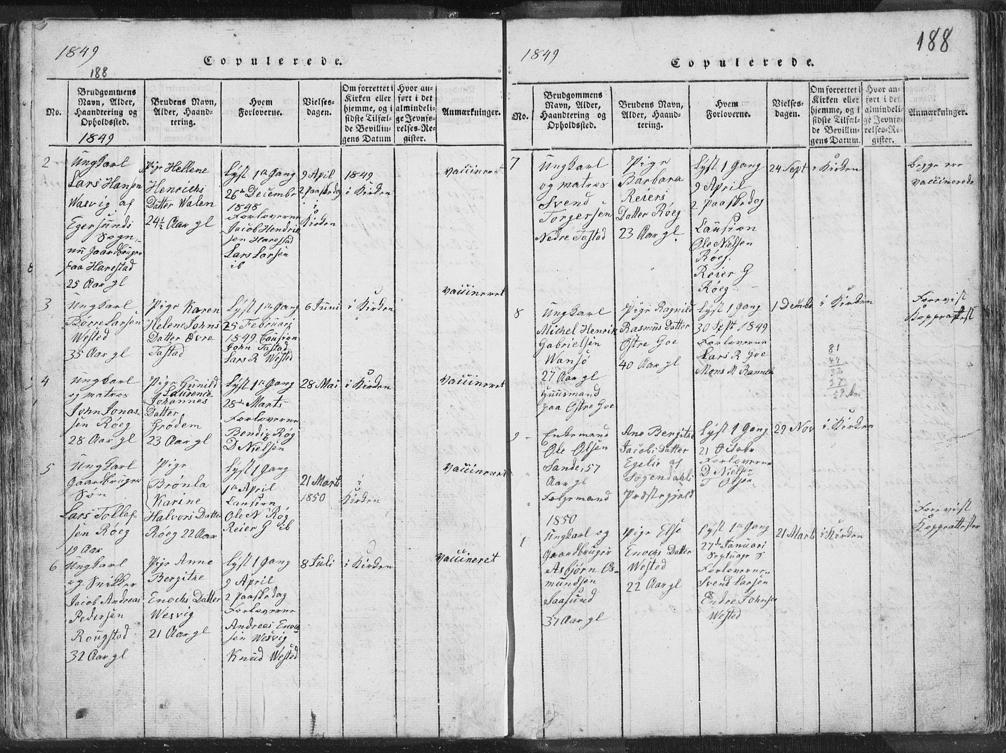 Hetland sokneprestkontor, SAST/A-101826/30/30BA/L0001: Parish register (official) no. A 1, 1816-1856, p. 188