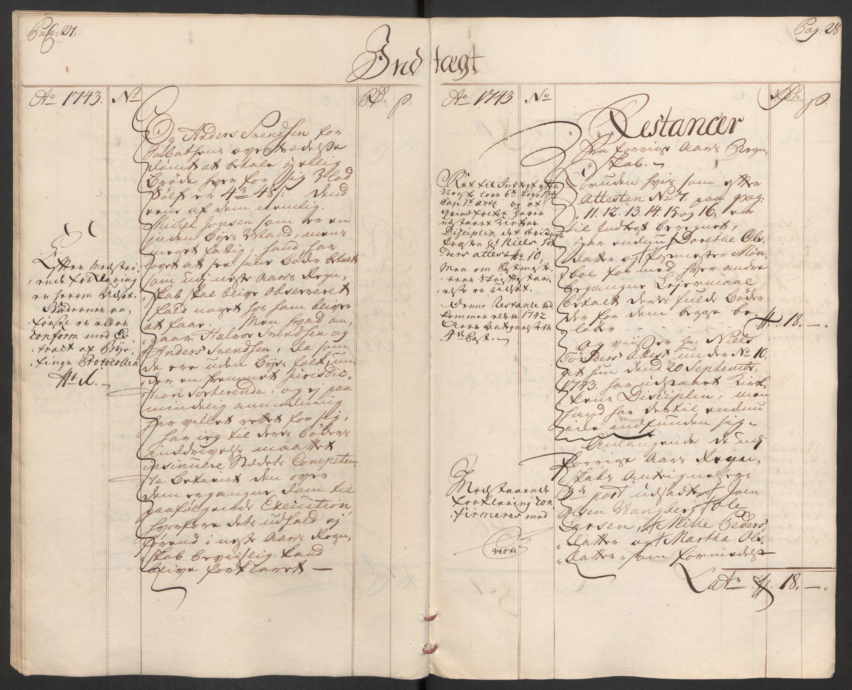 Rentekammeret inntil 1814, Reviderte regnskaper, Byregnskaper, AV/RA-EA-4066/R/Rs/L0541: [S22] Sikt og sakefall, 1743-1746, p. 18