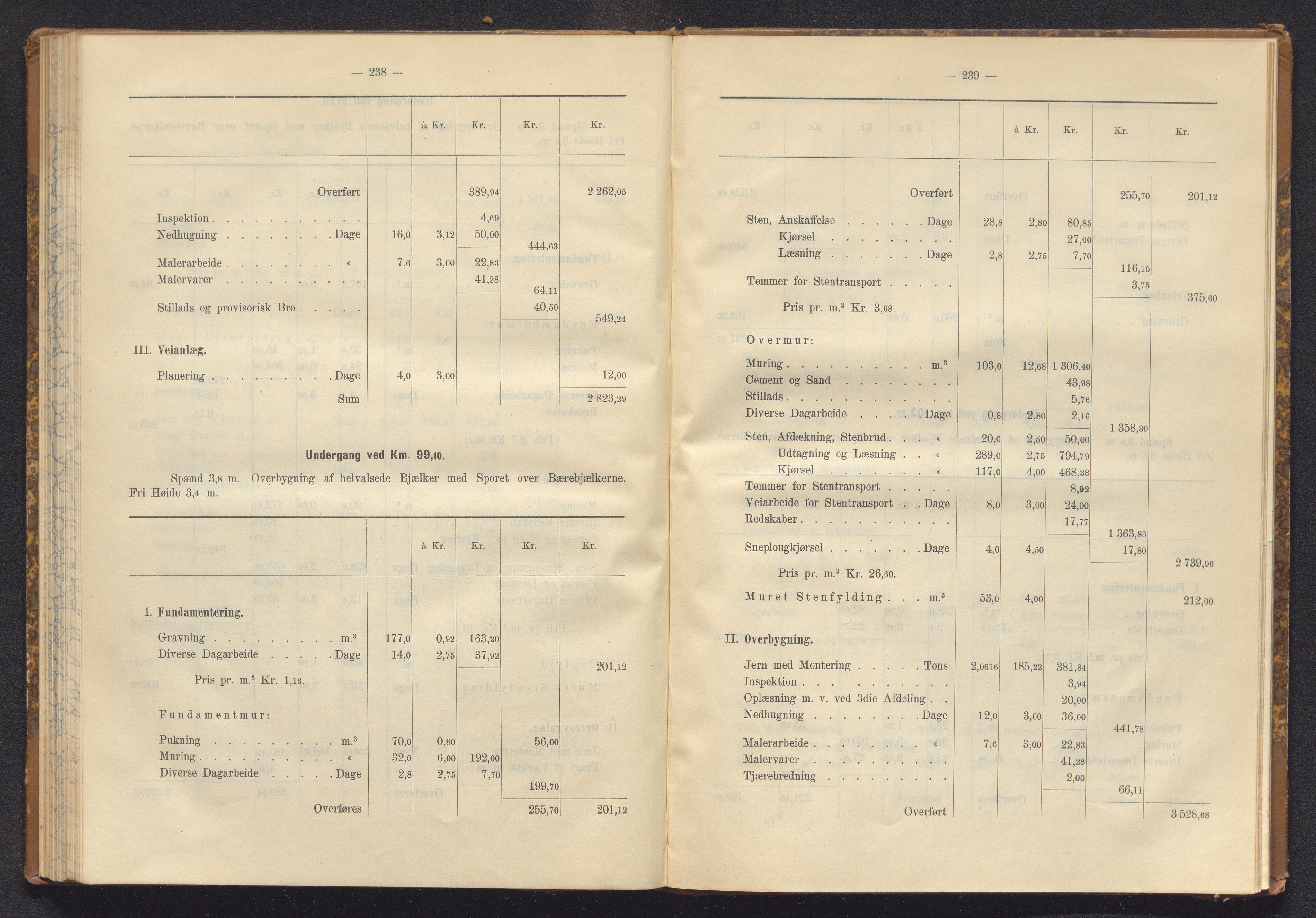 Norges Statsbaner Bibliotek (NSB), AV/SAKO-A-355/E/Ea/L0161/0006: Jernbanedrift (656.2) / Dovrebanen. Avslutningsrapport for jernbaneanlegg Hamar - Sel, 1898, p. 238-239