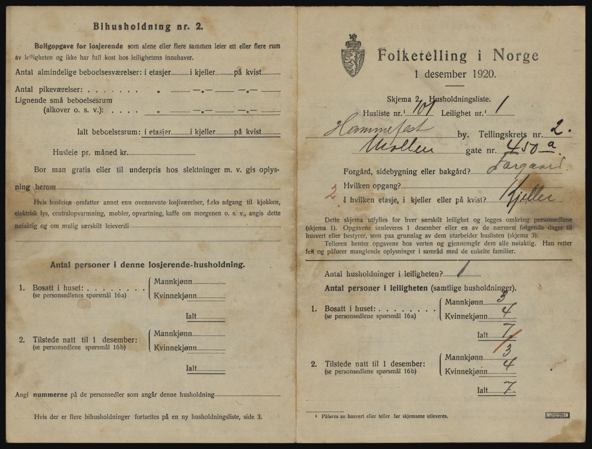 SATØ, 1920 census for Hammerfest, 1920, p. 2178