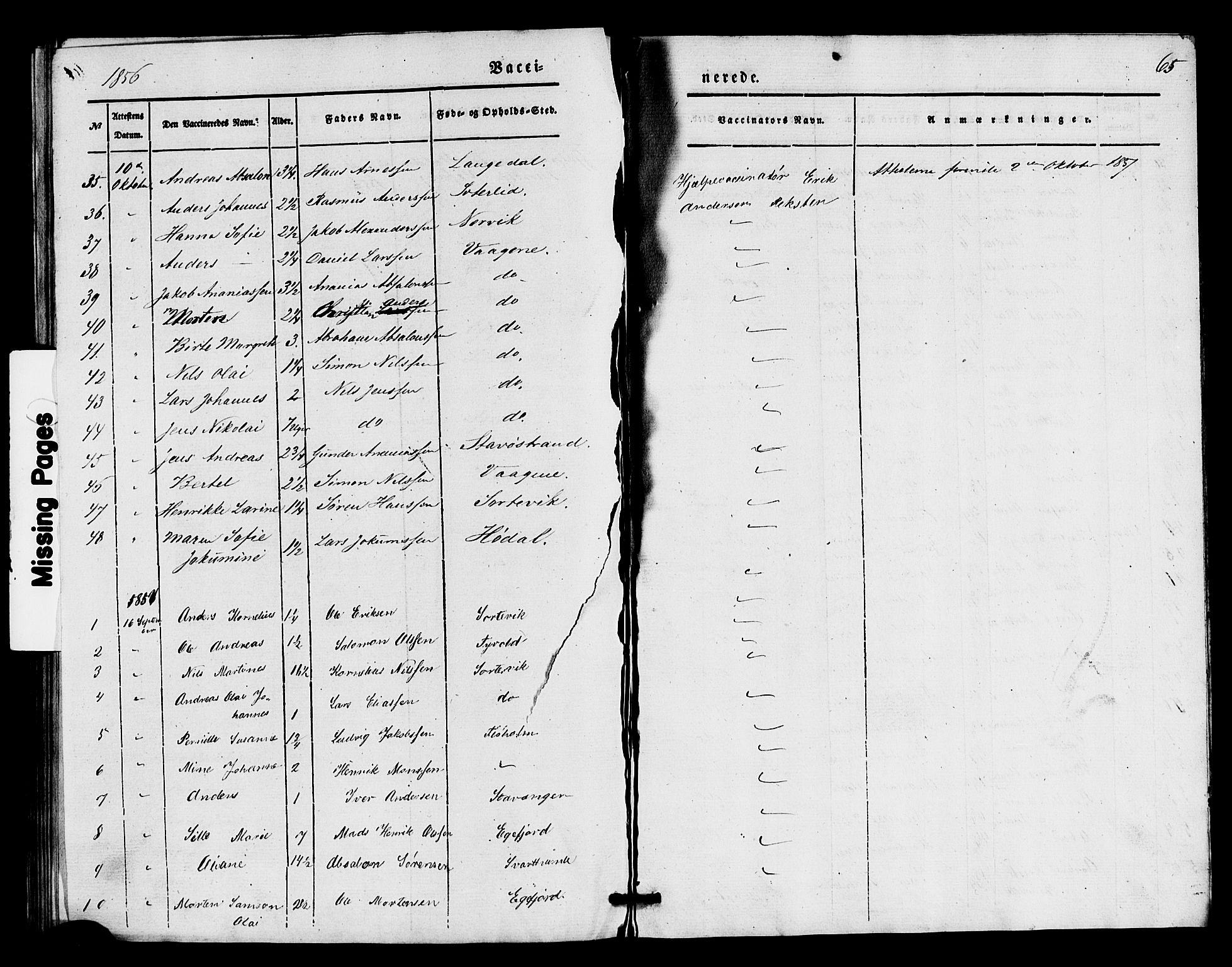 Kinn sokneprestembete, SAB/A-80801/H/Haa/Haaa/L0016: Parish register (official) no. A 16, 1841-1858, p. 65