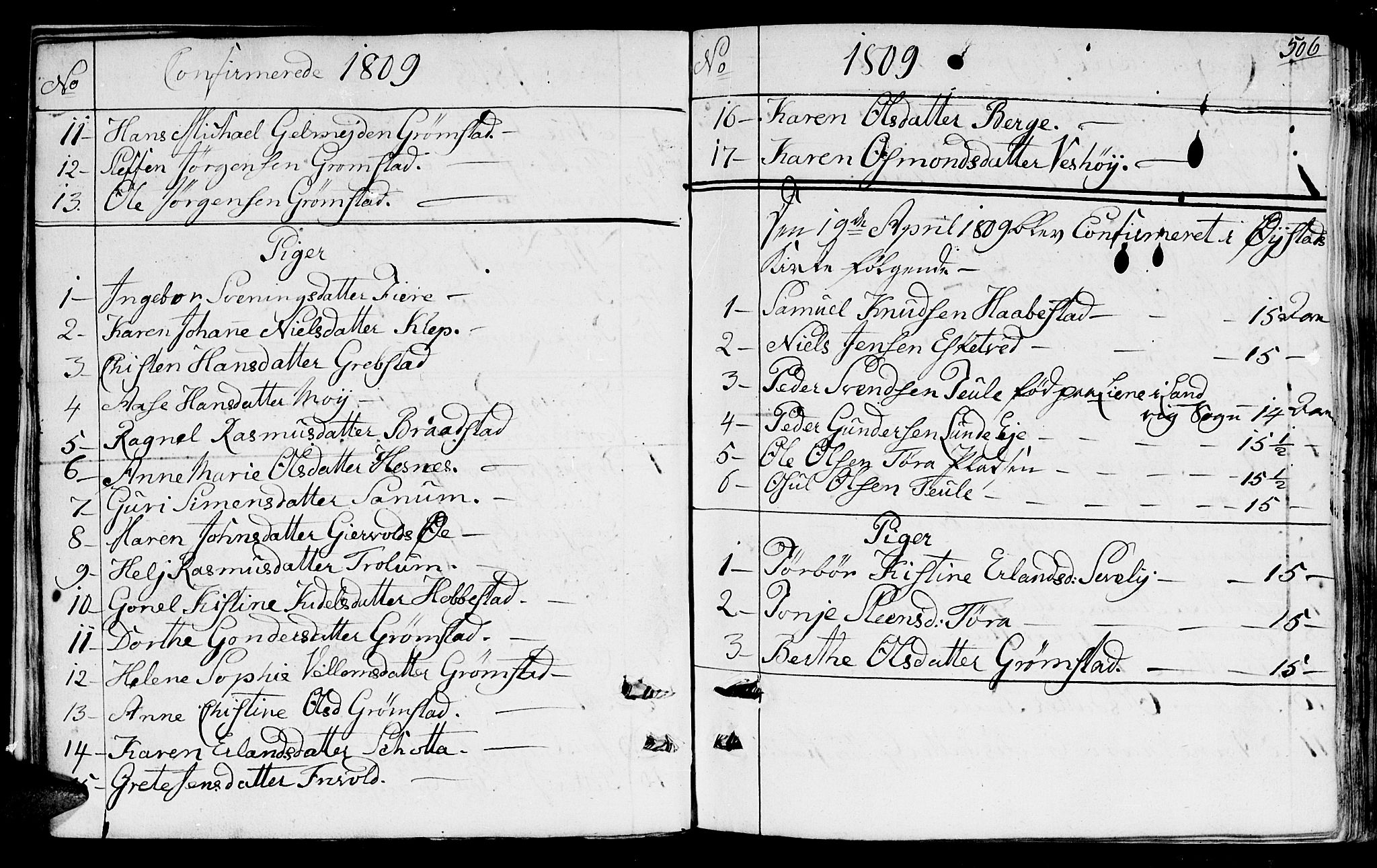 Fjære sokneprestkontor, SAK/1111-0011/F/Fb/L0006: Parish register (copy) no. B 6, 1803-1817, p. 506