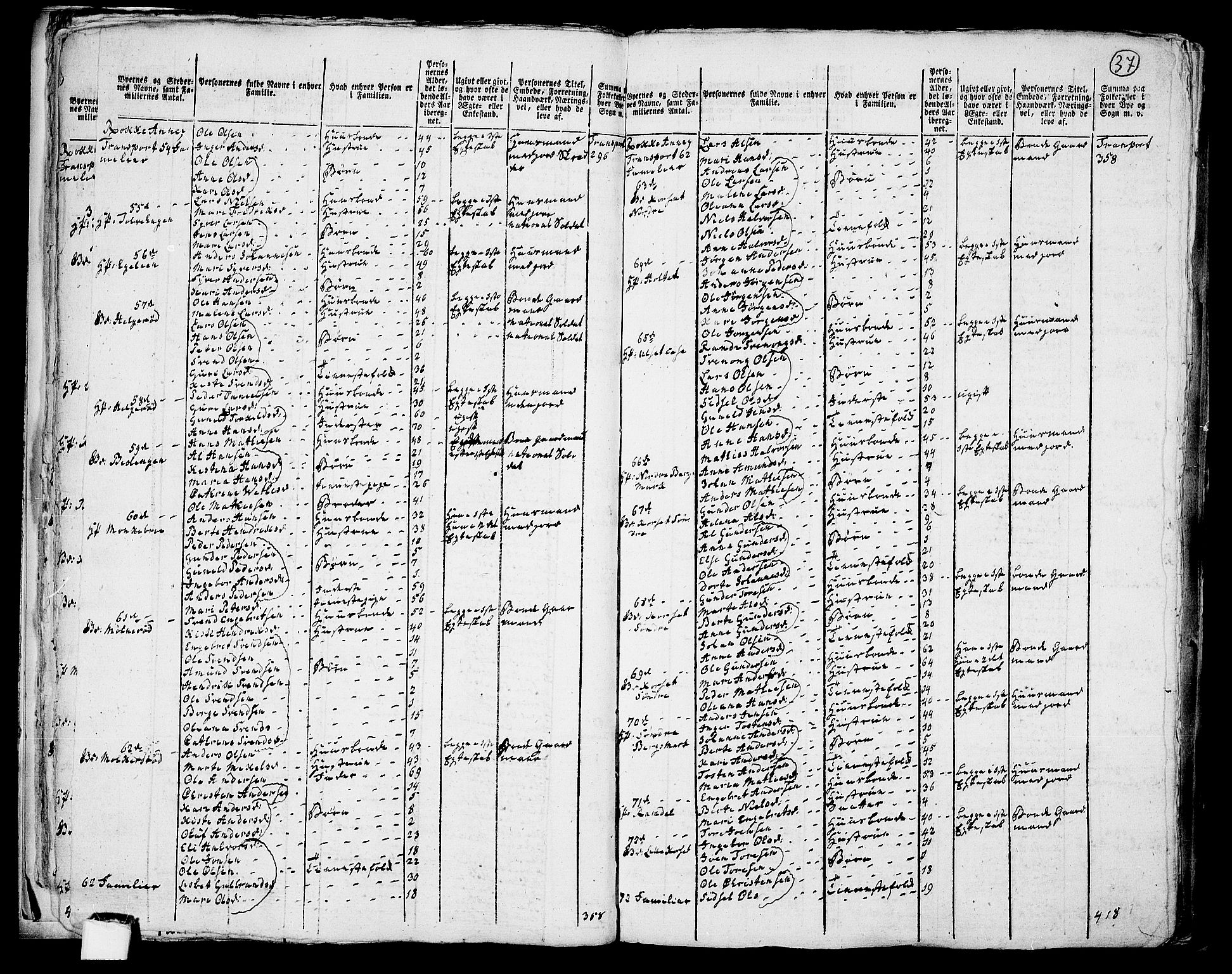 RA, 1801 census for 0116P Berg, 1801, p. 36b-37a