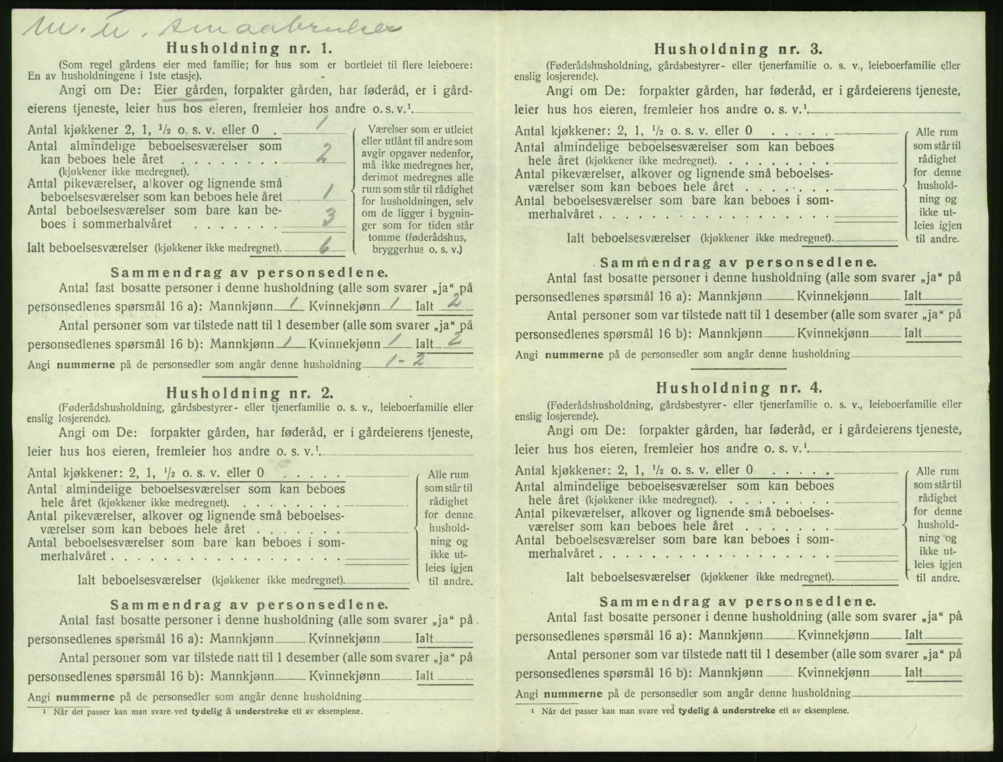 SAT, 1920 census for Veøy, 1920, p. 526