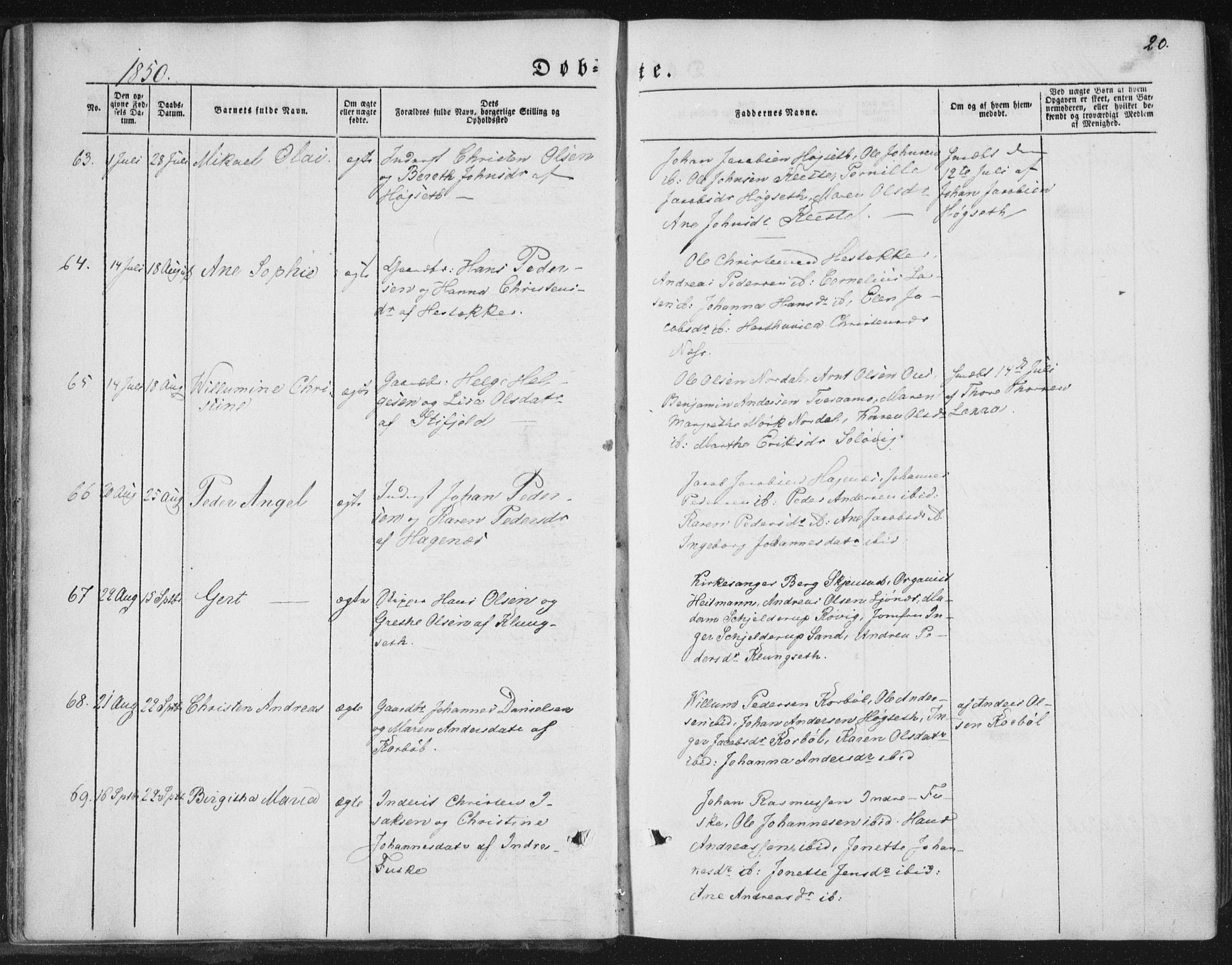Ministerialprotokoller, klokkerbøker og fødselsregistre - Nordland, SAT/A-1459/852/L0738: Parish register (official) no. 852A08, 1849-1865, p. 20