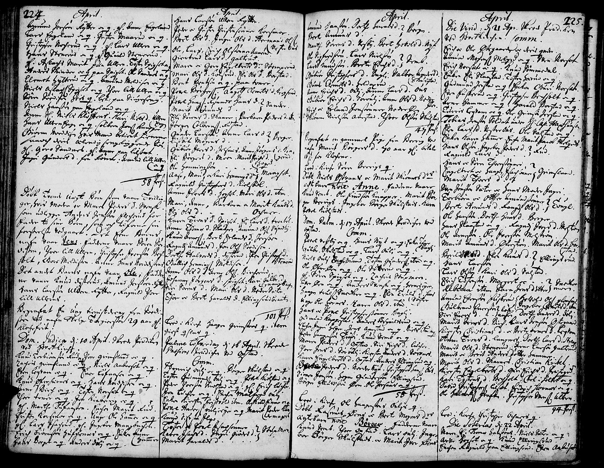 Strøm-Odalen prestekontor, AV/SAH-PREST-028/H/Ha/Haa/L0001: Parish register (official) no. 1, 1689-1715, p. 224-225