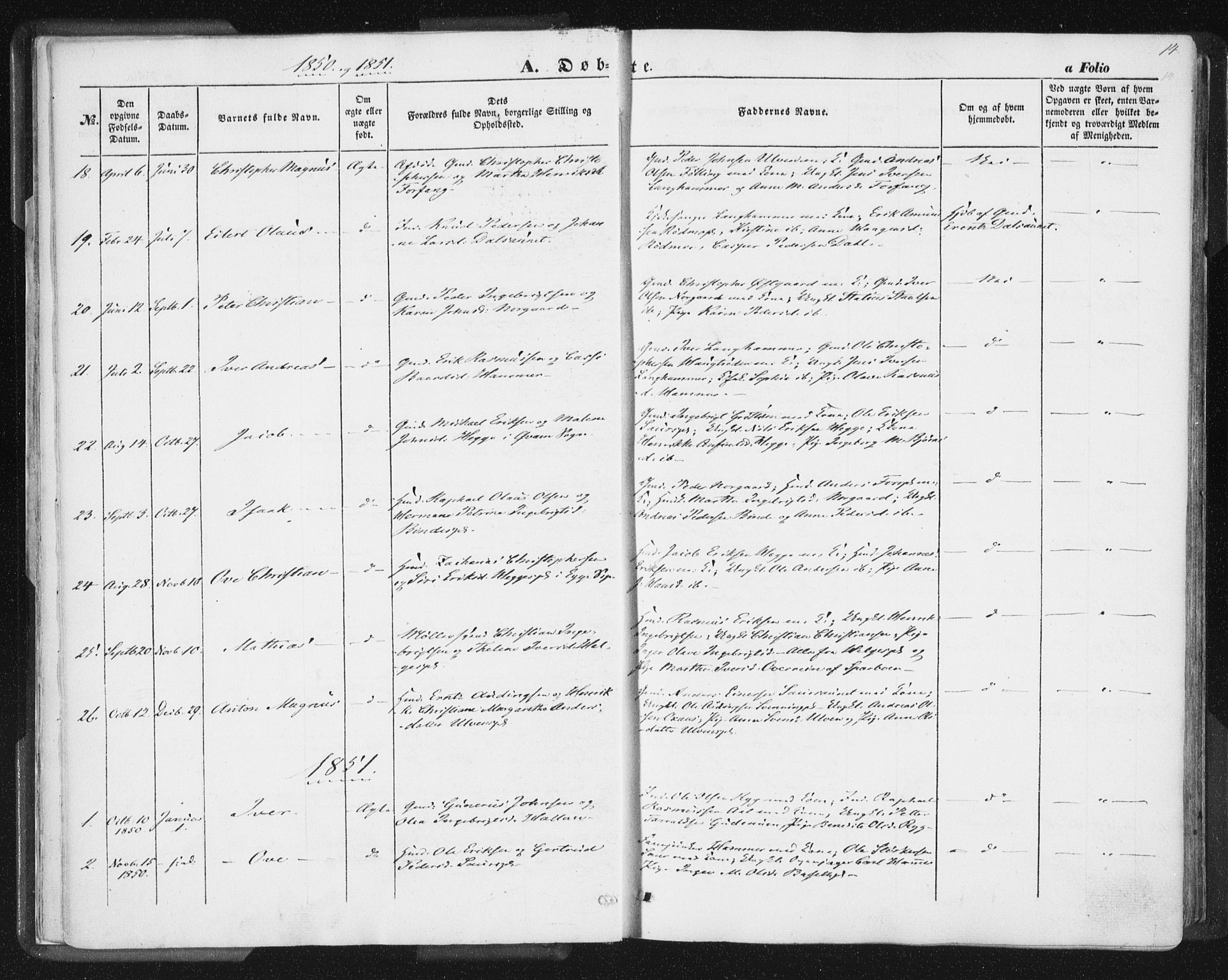 Ministerialprotokoller, klokkerbøker og fødselsregistre - Nord-Trøndelag, SAT/A-1458/746/L0446: Parish register (official) no. 746A05, 1846-1859, p. 14