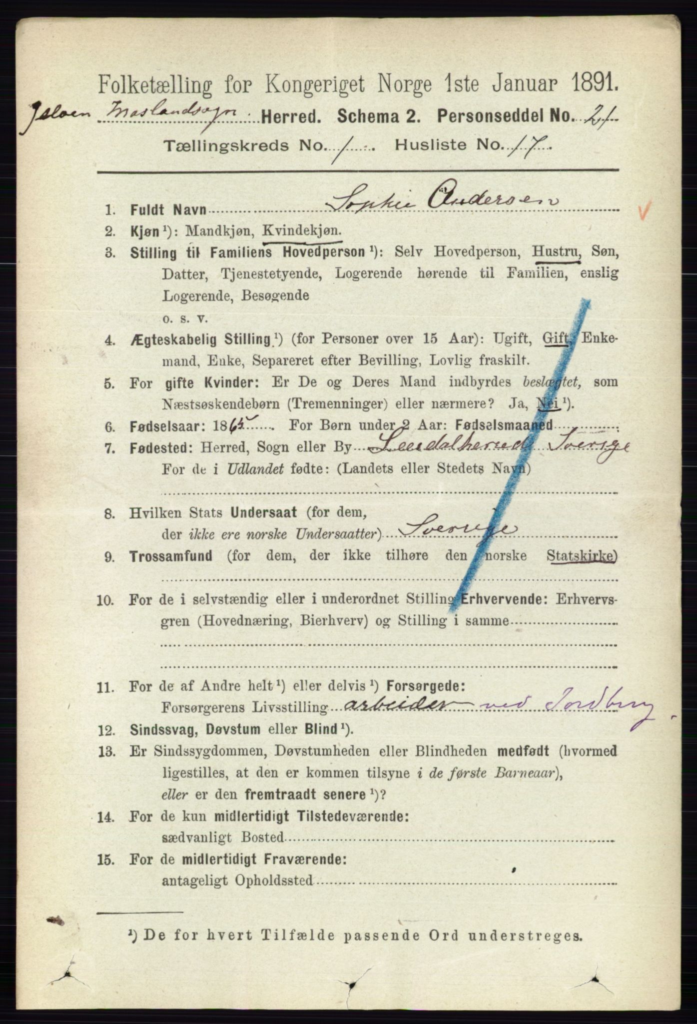 RA, 1891 Census for 0194 Moss, 1891, p. 357