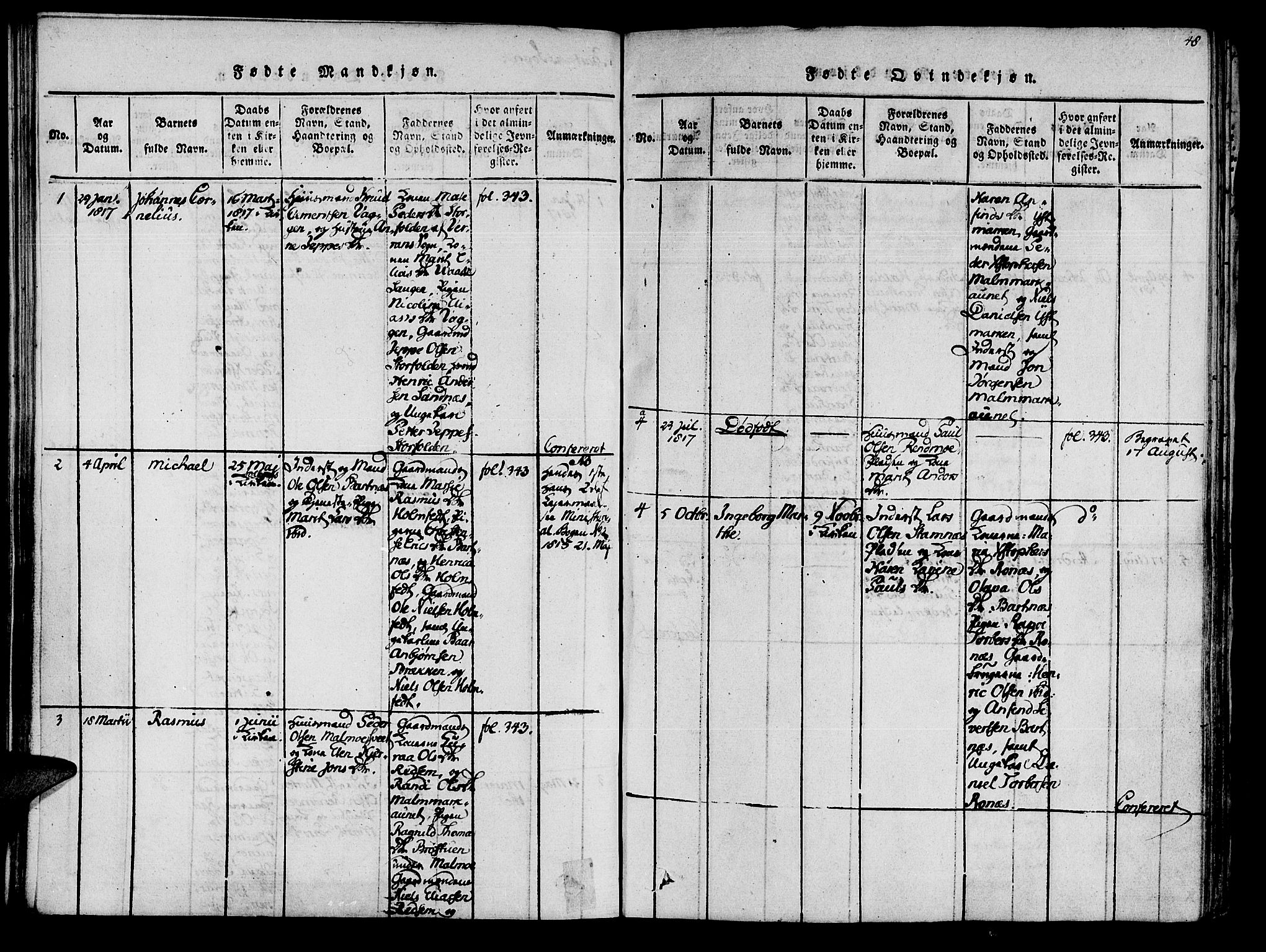 Ministerialprotokoller, klokkerbøker og fødselsregistre - Nord-Trøndelag, SAT/A-1458/741/L0387: Parish register (official) no. 741A03 /2, 1817-1822, p. 48