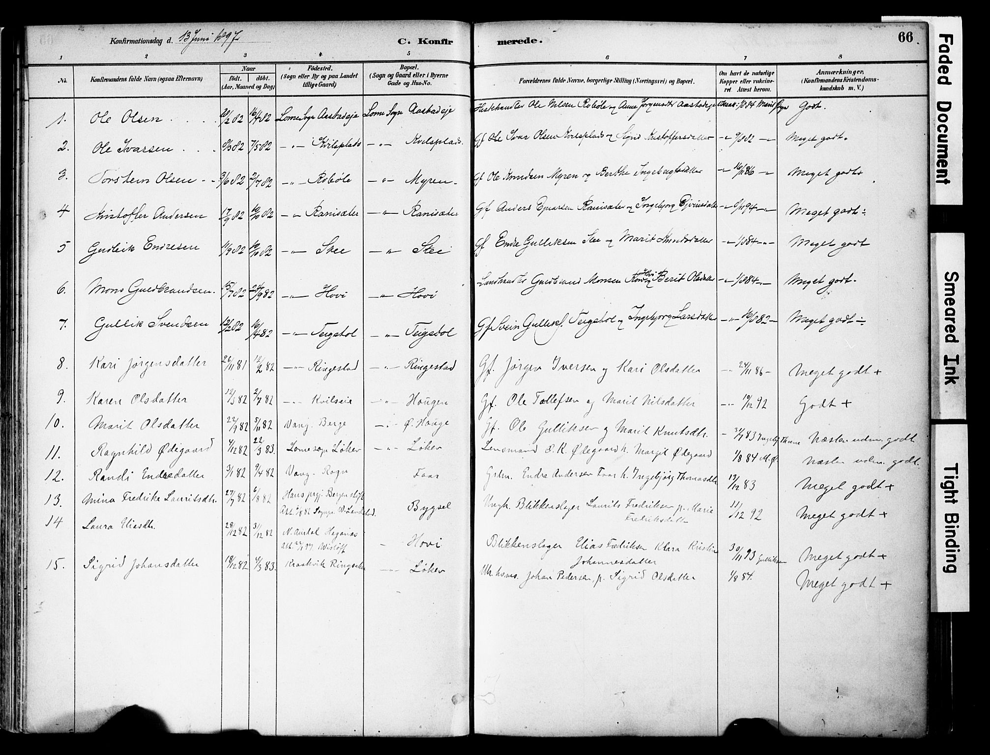Vestre Slidre prestekontor, SAH/PREST-136/H/Ha/Haa/L0005: Parish register (official) no. 5, 1881-1912, p. 66