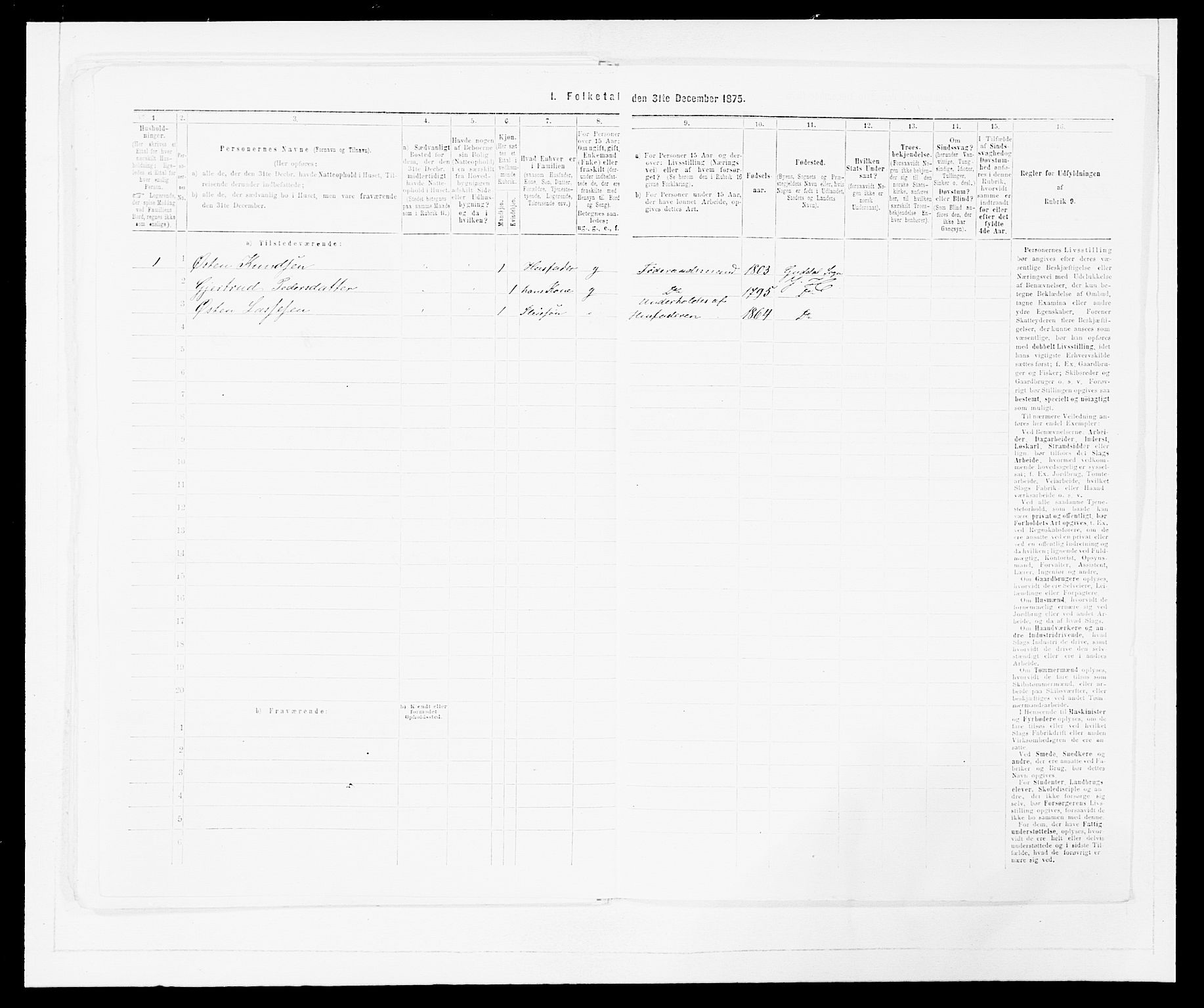 SAB, 1875 census for 1429P Ytre Holmedal, 1875, p. 1231