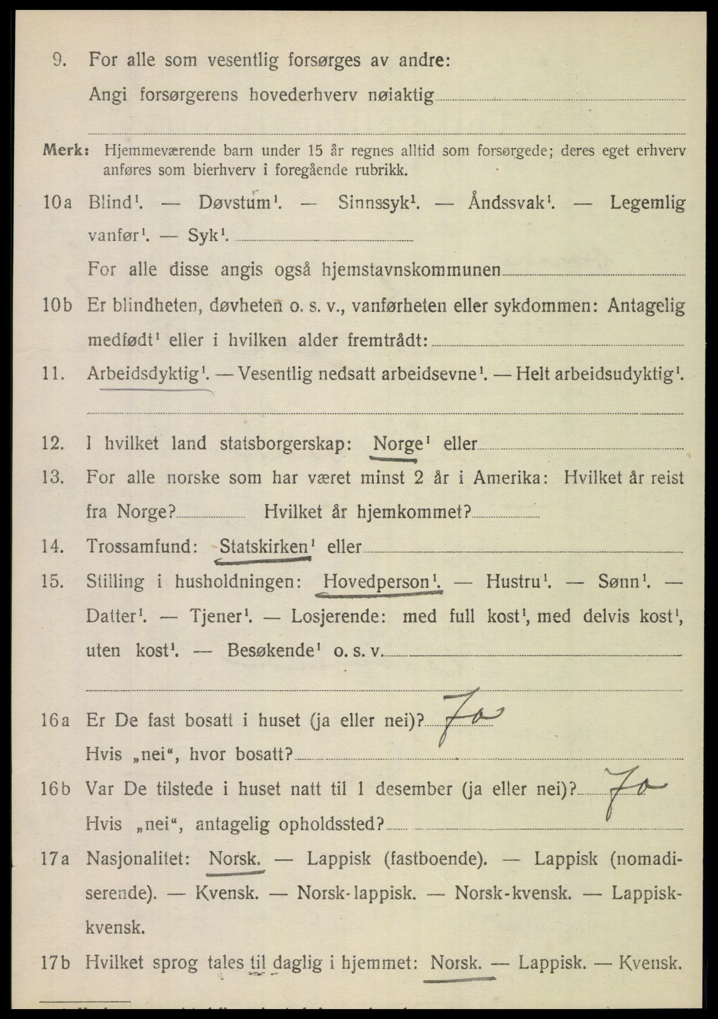 SAT, 1920 census for Dønnes, 1920, p. 1227