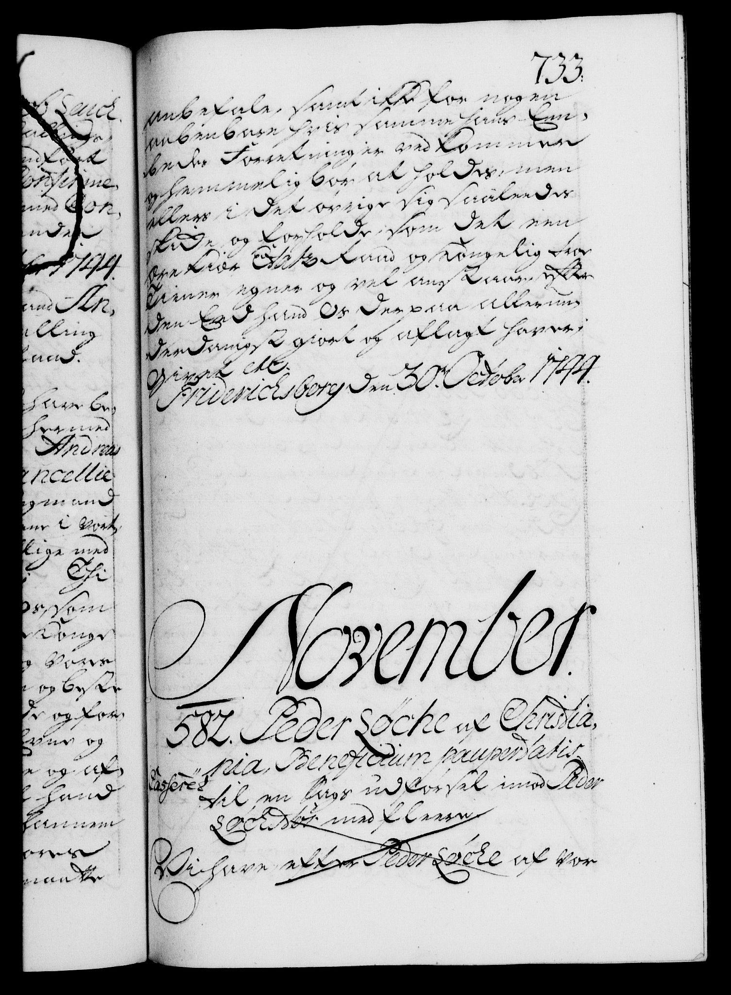 Danske Kanselli 1572-1799, AV/RA-EA-3023/F/Fc/Fca/Fcaa/L0033: Norske registre, 1743-1744, p. 733a