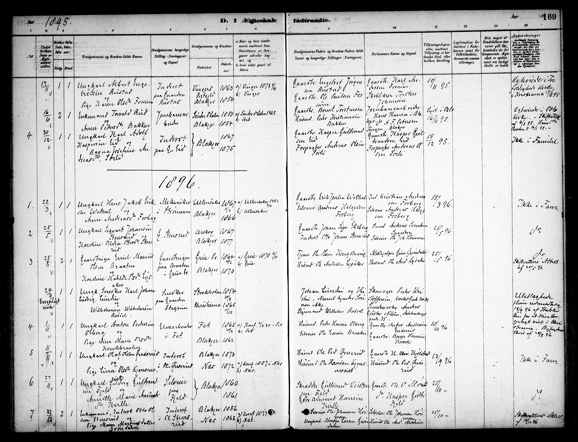 Aurskog prestekontor Kirkebøker, SAO/A-10304a/F/Fb/L0001: Parish register (official) no. II 1, 1878-1909, p. 169