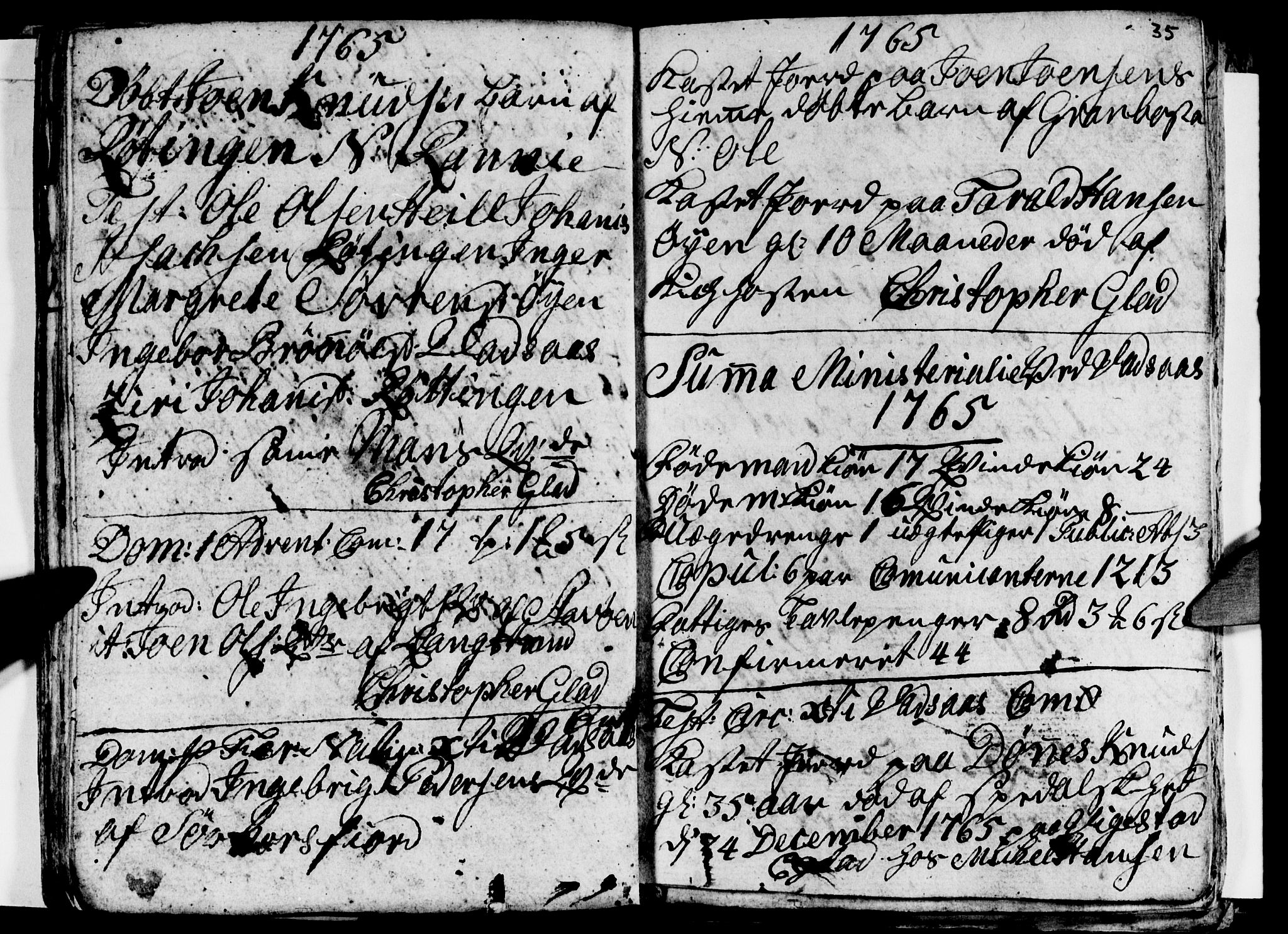 Ministerialprotokoller, klokkerbøker og fødselsregistre - Nordland, AV/SAT-A-1459/810/L0138: Parish register (official) no. 810A02, 1763-1770, p. 35