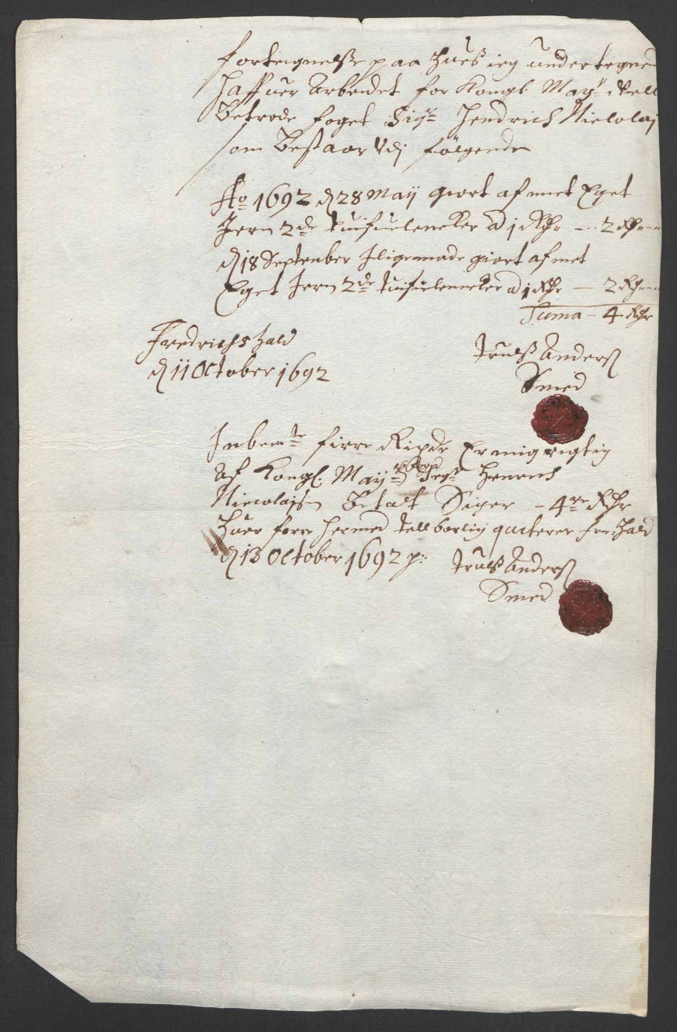 Rentekammeret inntil 1814, Reviderte regnskaper, Fogderegnskap, AV/RA-EA-4092/R01/L0011: Fogderegnskap Idd og Marker, 1692-1693, p. 165