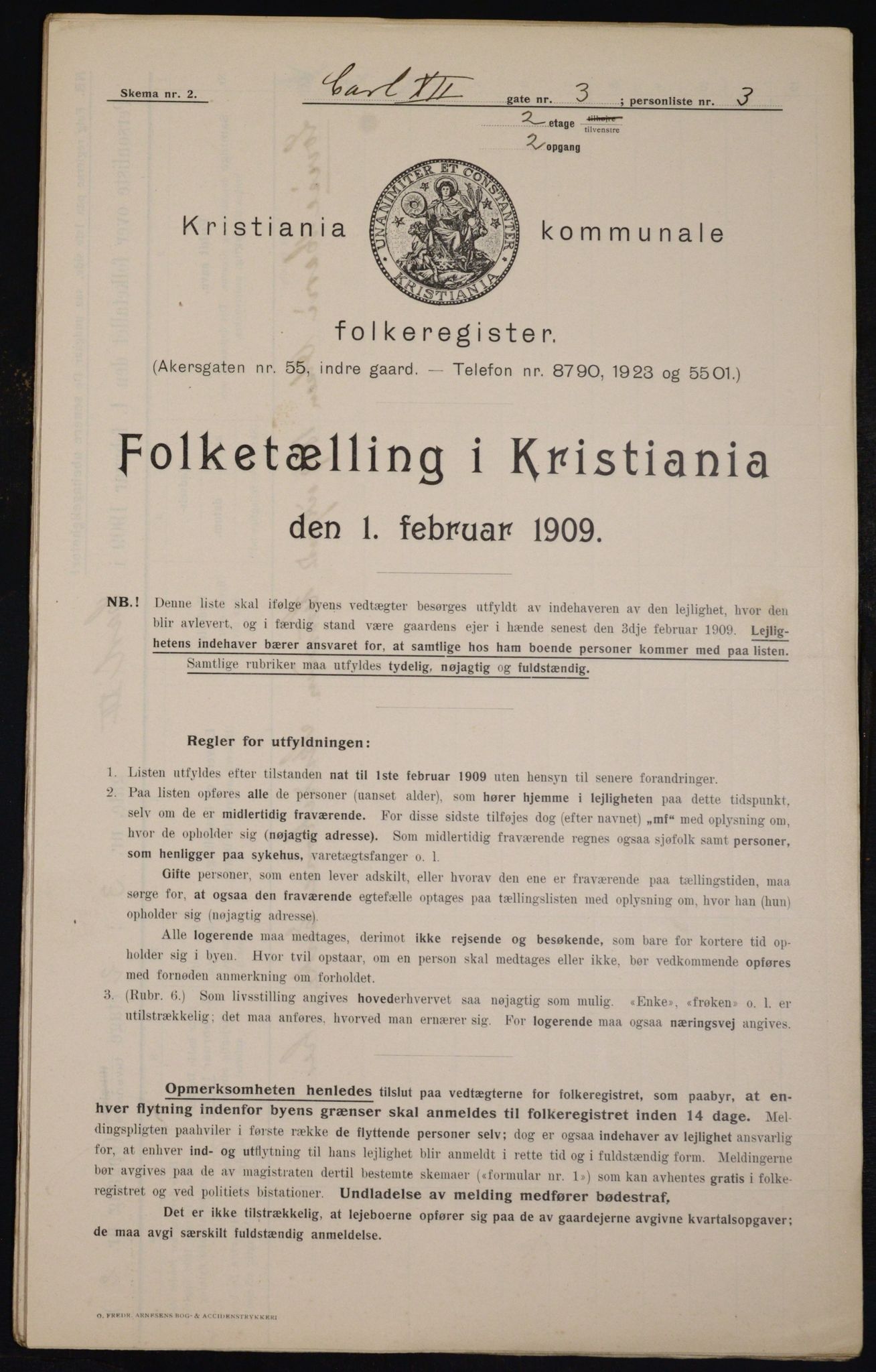 OBA, Municipal Census 1909 for Kristiania, 1909, p. 44089