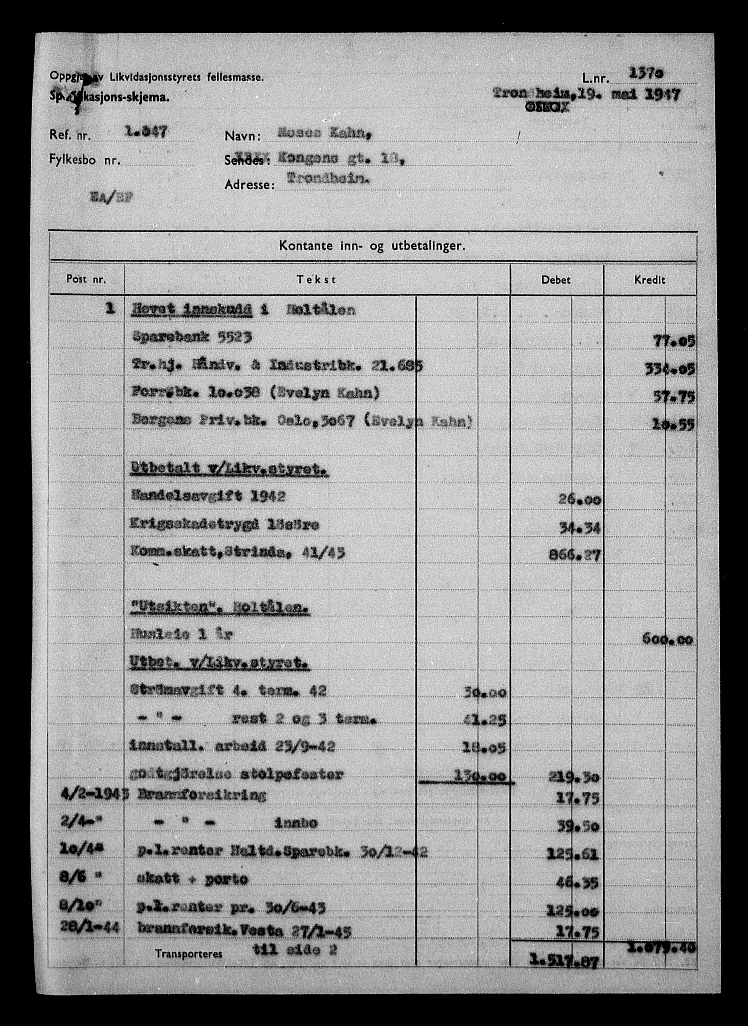 Justisdepartementet, Tilbakeføringskontoret for inndratte formuer, AV/RA-S-1564/H/Hc/Hca/L0900: --, 1945-1947, p. 4