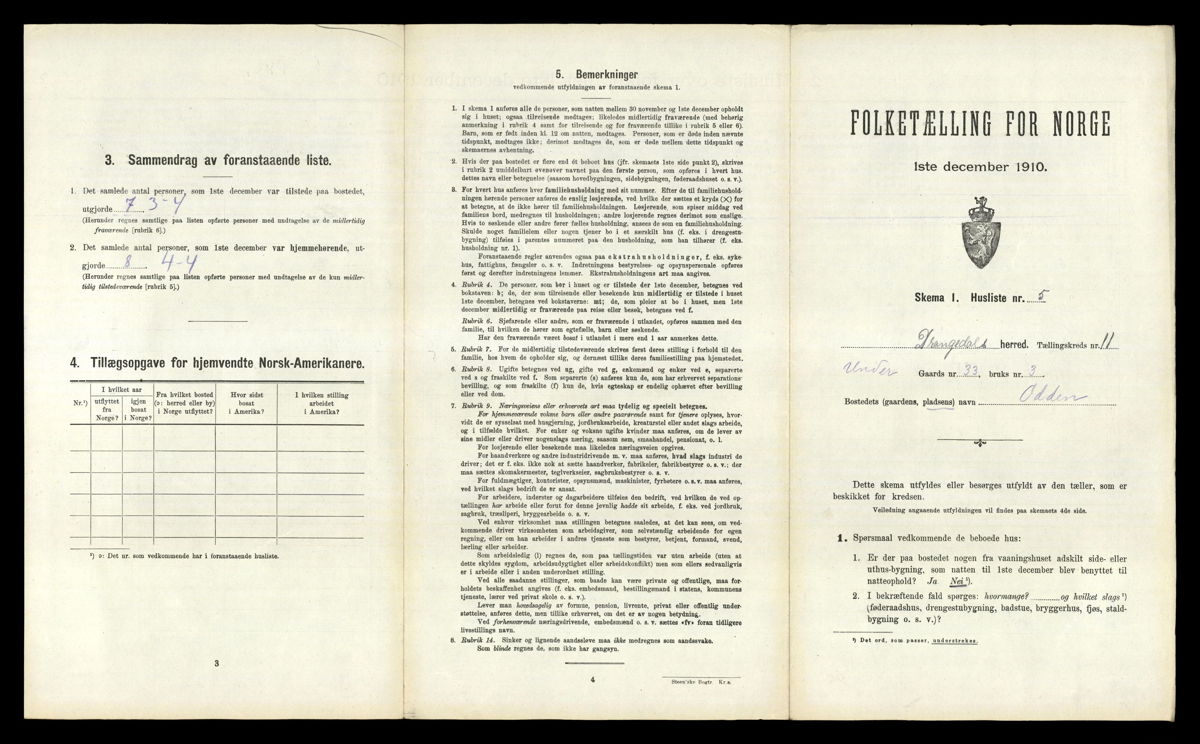 RA, 1910 census for Drangedal, 1910, p. 943