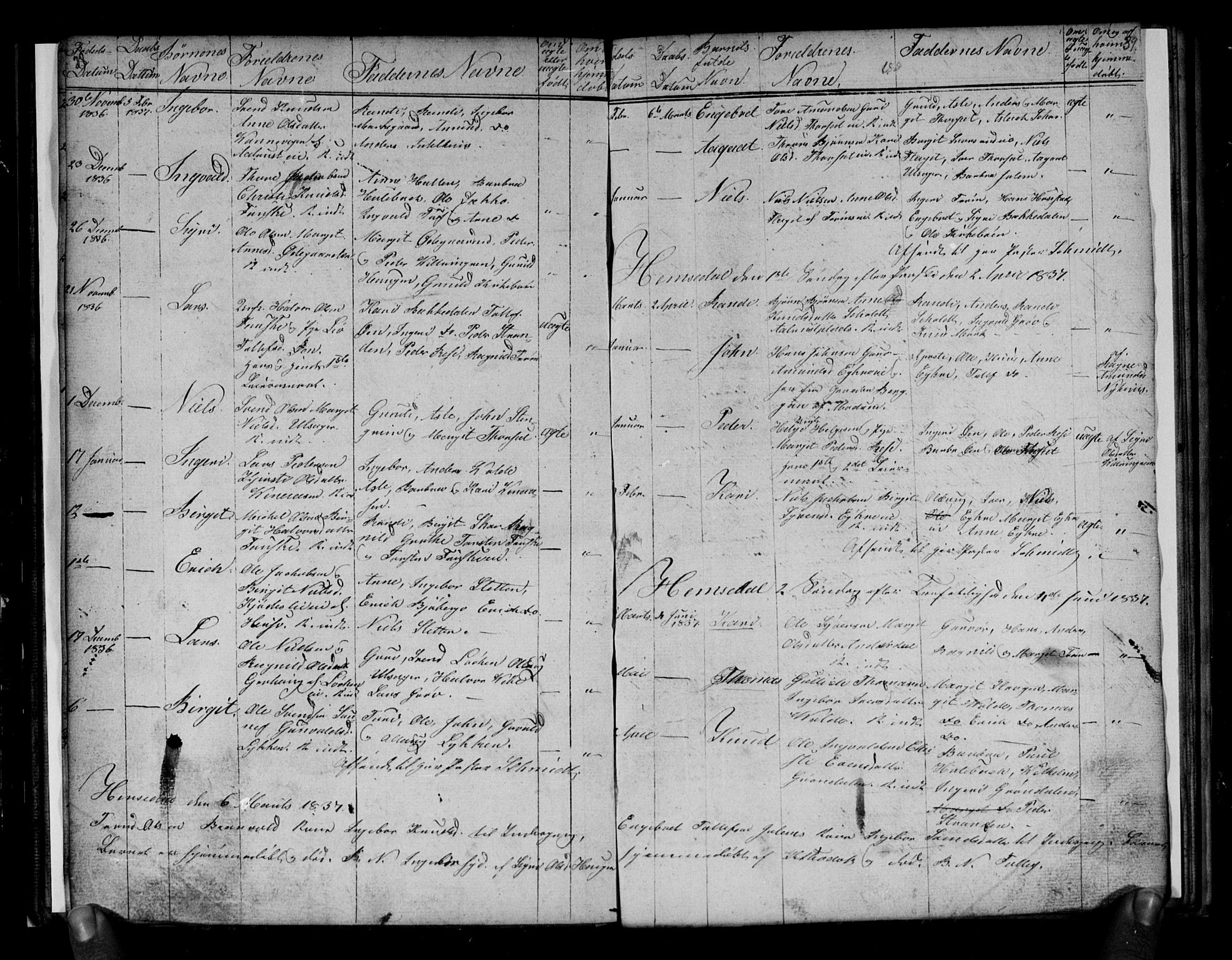 Gol kirkebøker, SAKO/A-226/G/Gb/L0001: Parish register (copy) no. II 1, 1831-1838, p. 38-39