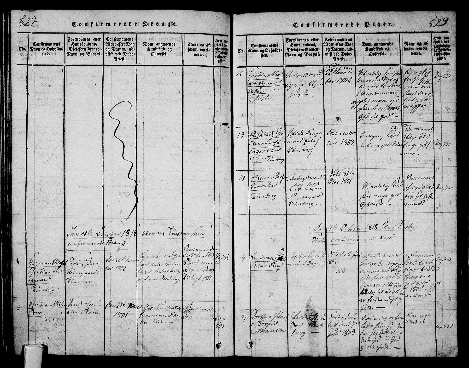 Tønsberg kirkebøker, AV/SAKO-A-330/F/Fa/L0004: Parish register (official) no. I 4, 1813-1826, p. 522-523