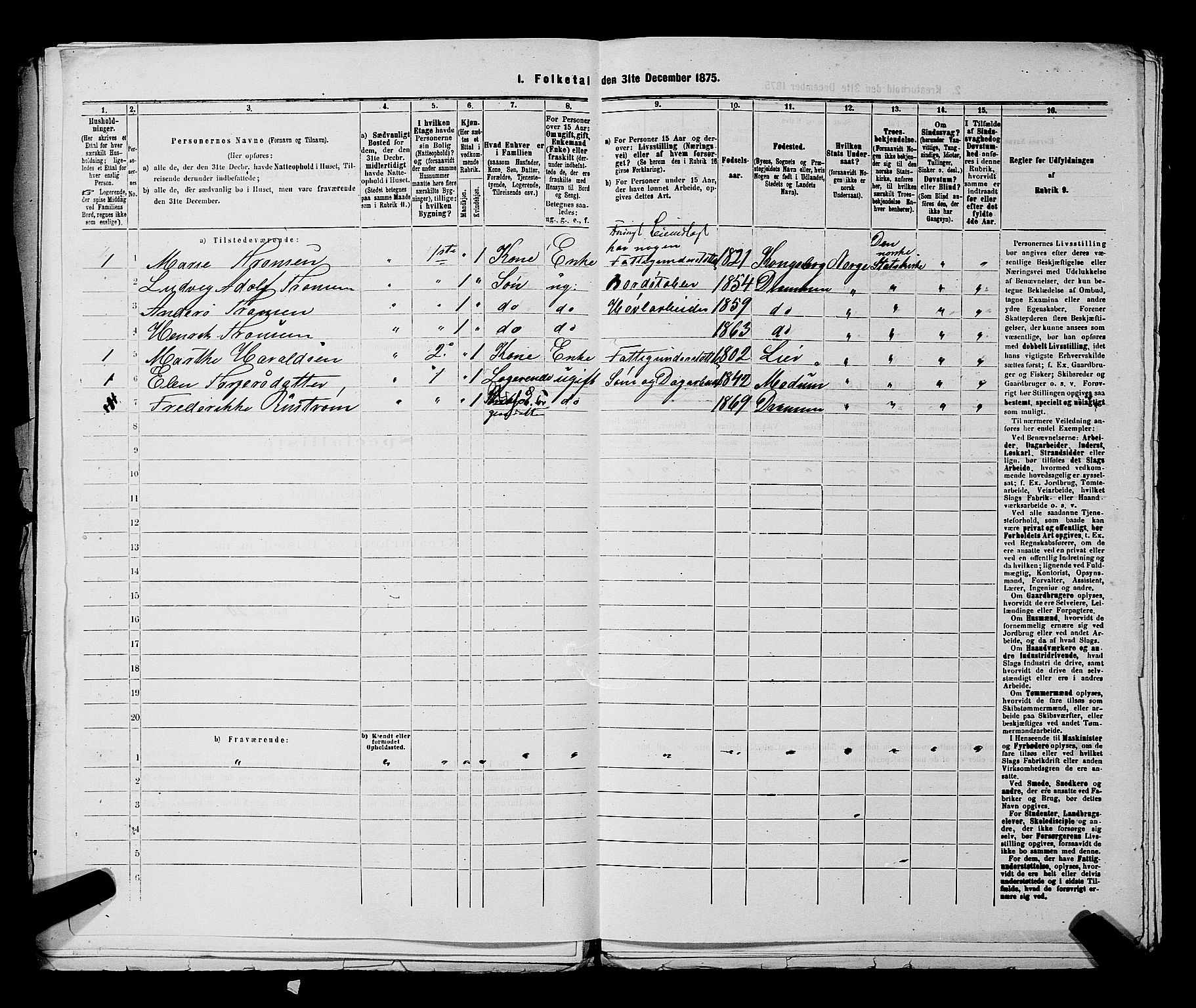 SAKO, 1875 census for 0602 Drammen, 1875, p. 2094